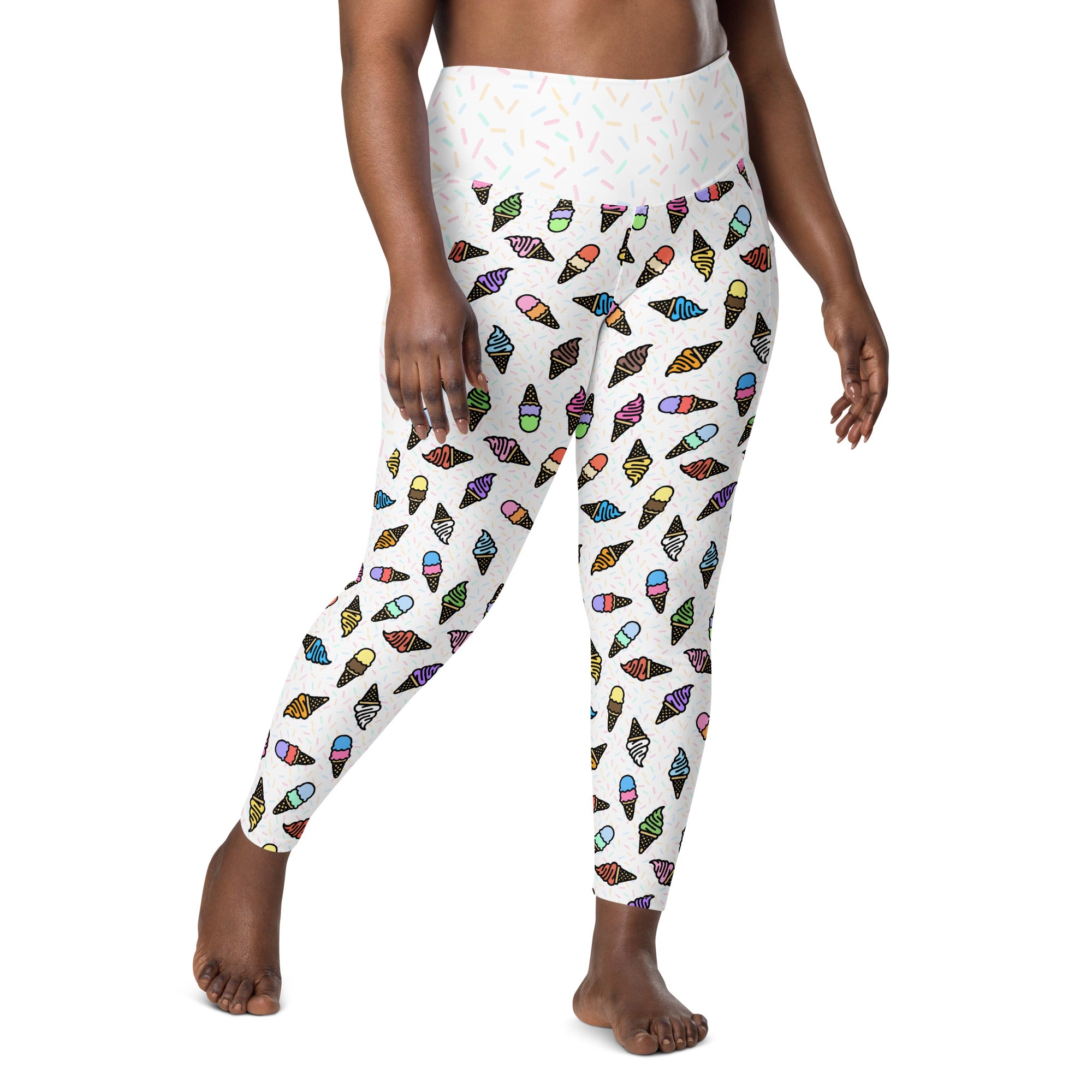 RECYCLED High Waist Pocket Leggings - 'Ice Cream' Leggings