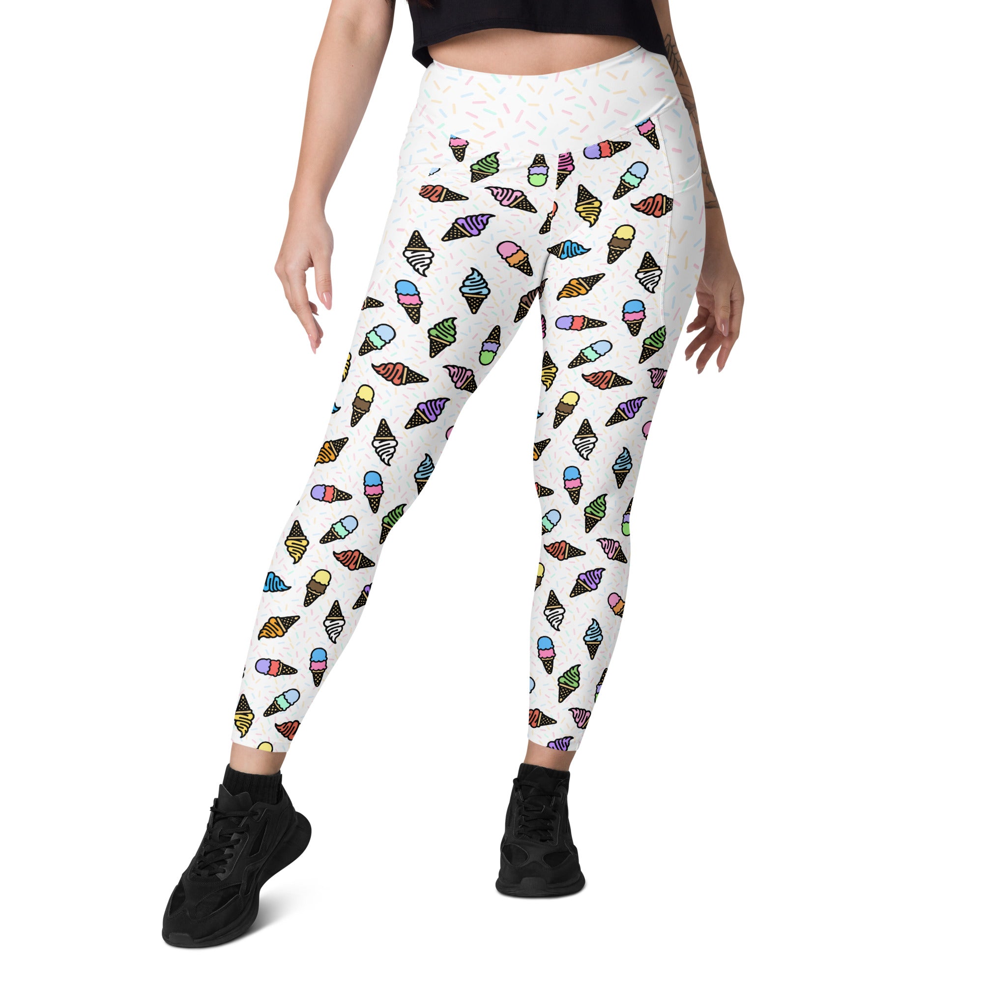 RECYCLED High Waist Pocket Leggings - 'Ice Cream' Leggings