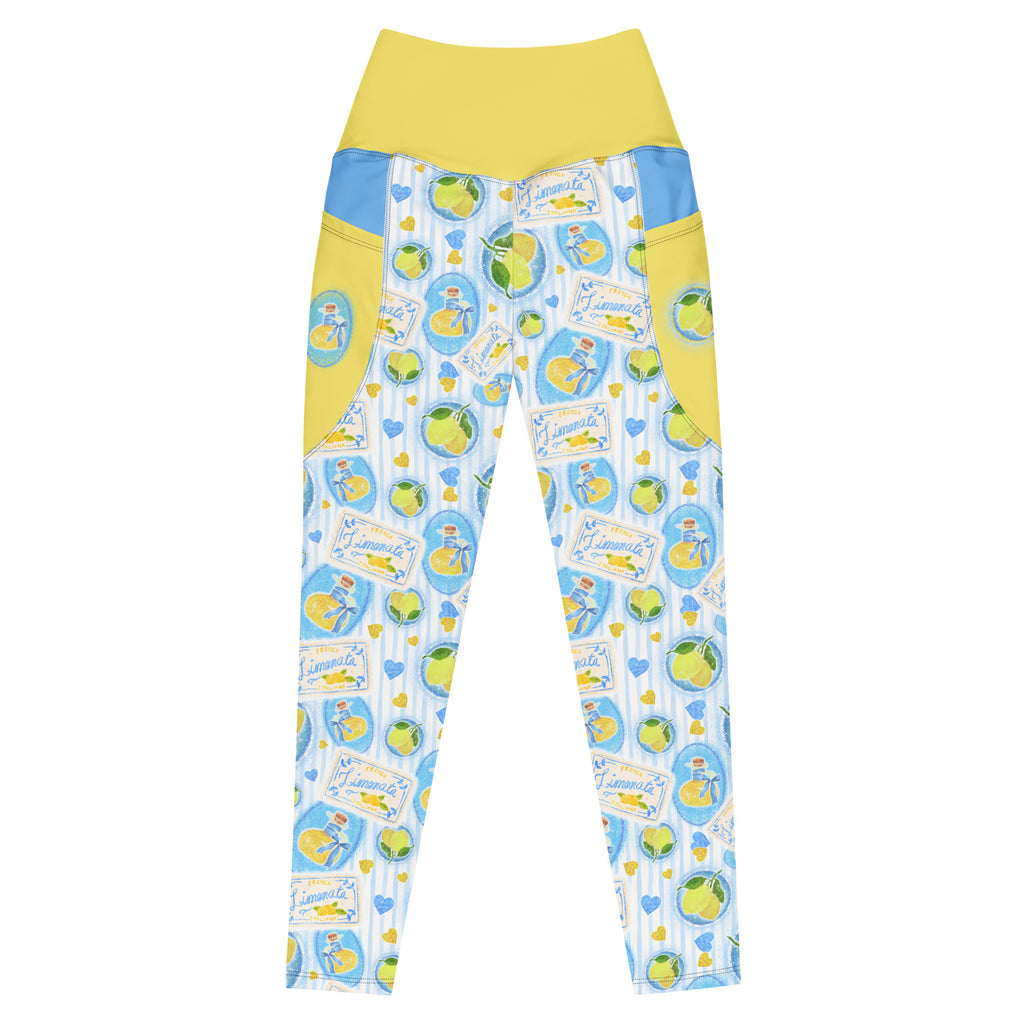 RECYCLED High Waist Pocket Leggings - 'Limonata' 6XL CUT-SEW