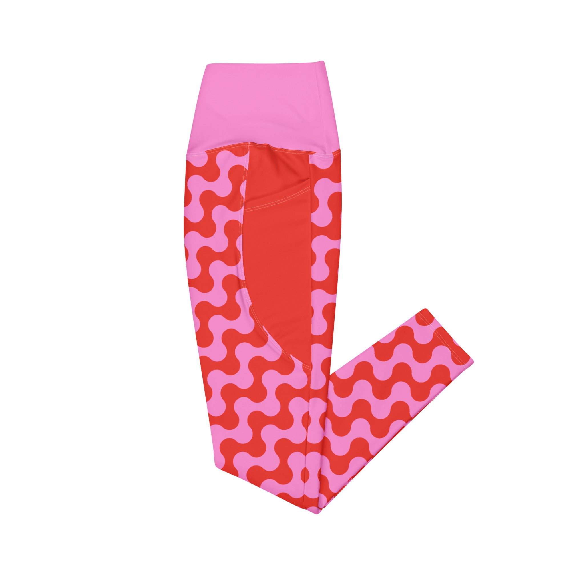 RECYCLED High Waist Pocket Leggings - 'Strawberry Salsa'