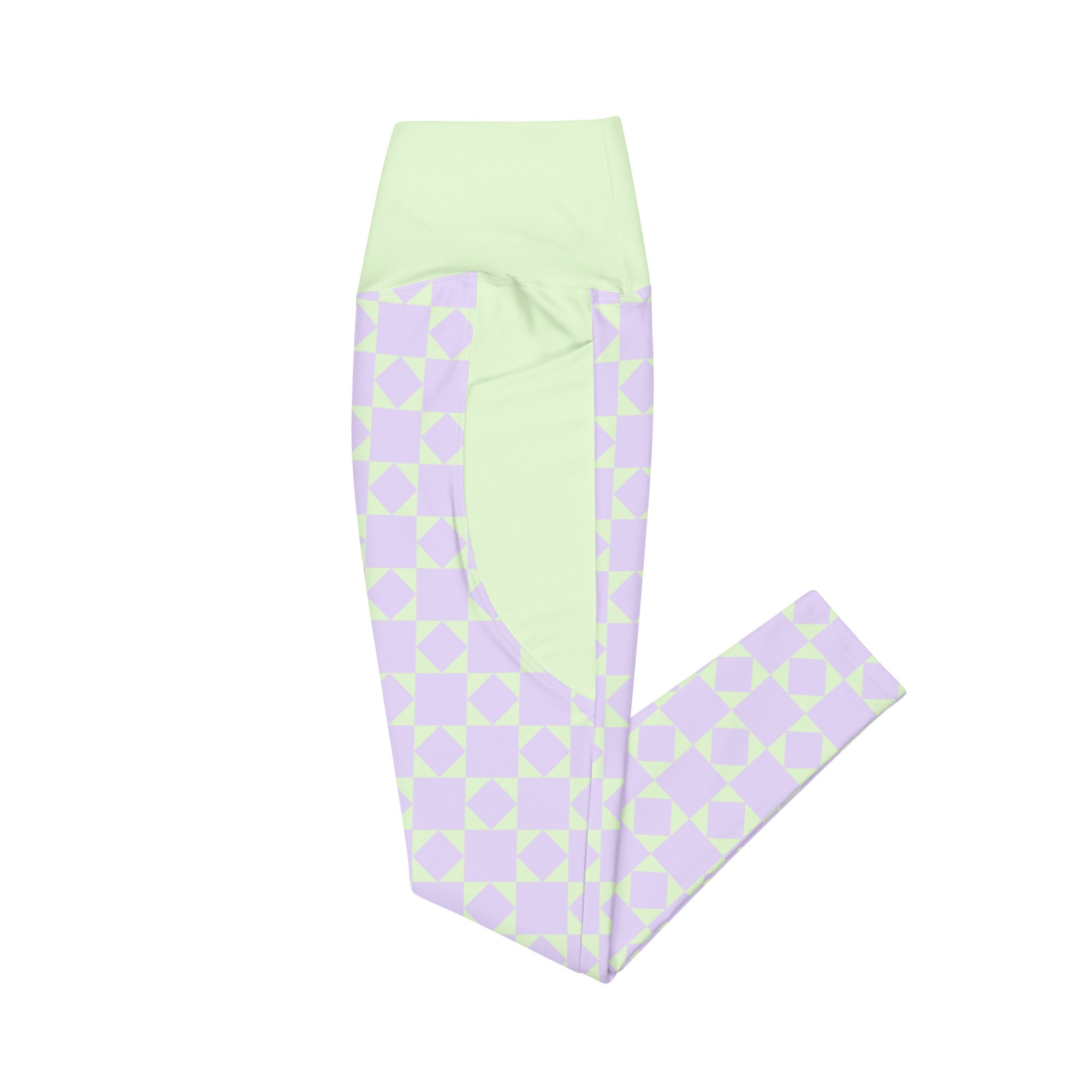 RECYCLED High Waist Pocket Leggings - 'Lilac Mint' S