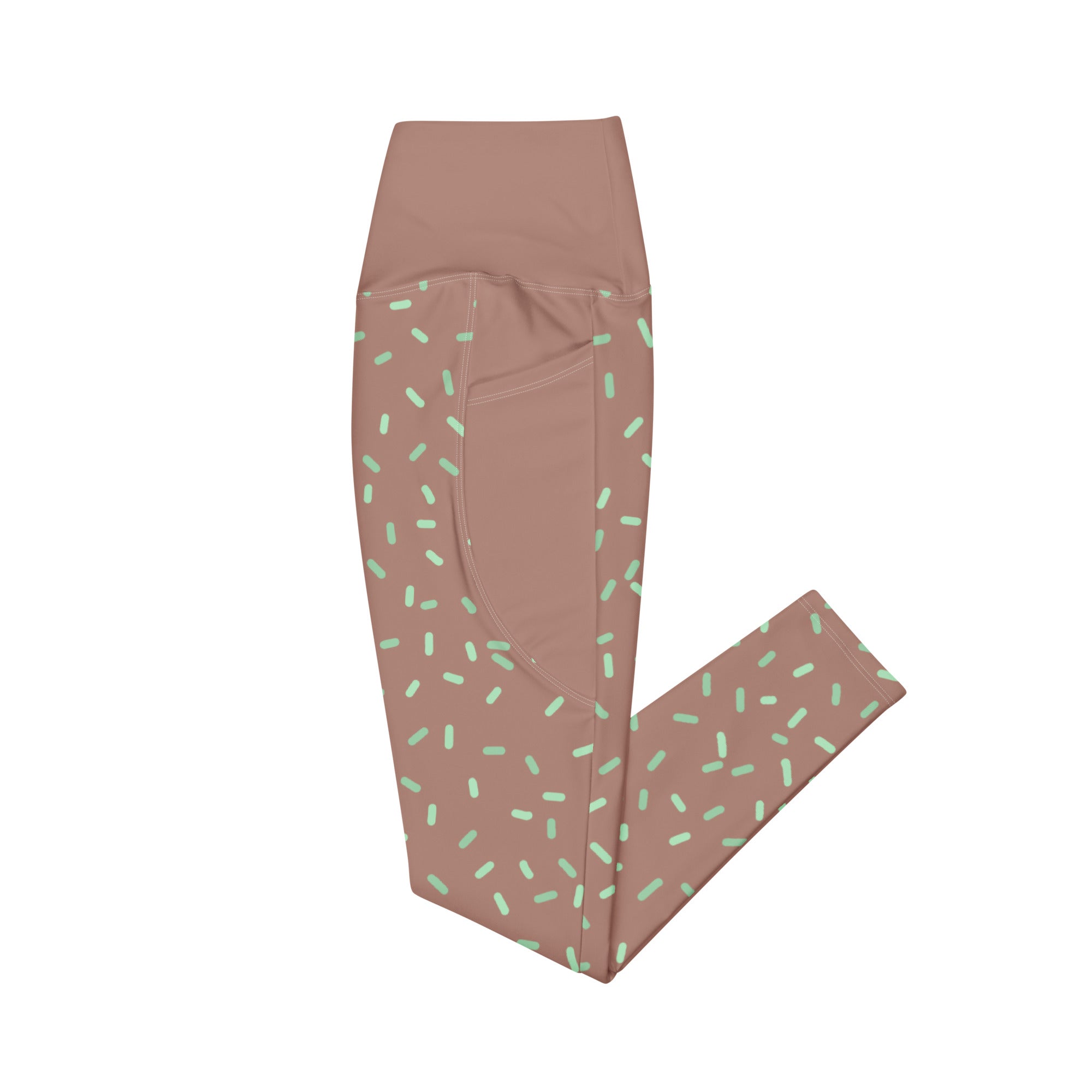 RECYCLED High Waist Pocket Leggings - 'Mint Choc Chip'