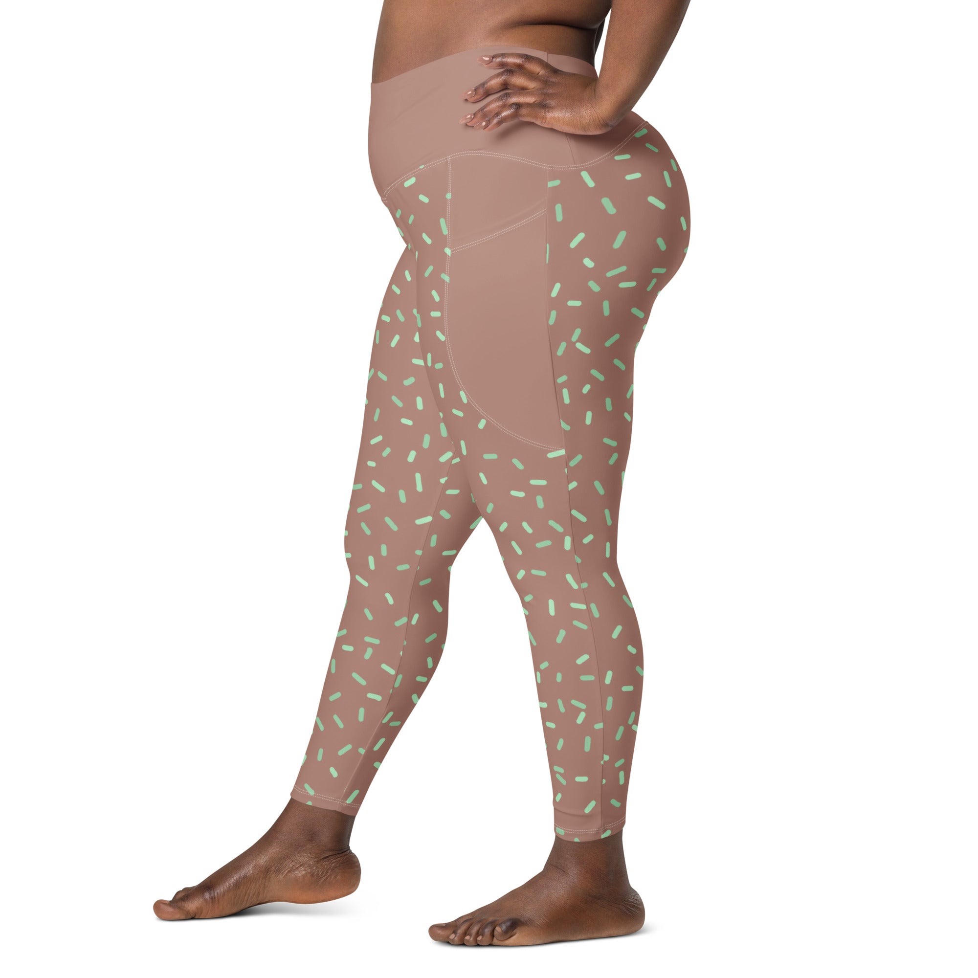 RECYCLED High Waist Pocket Leggings - 'Mint Choc Chip'