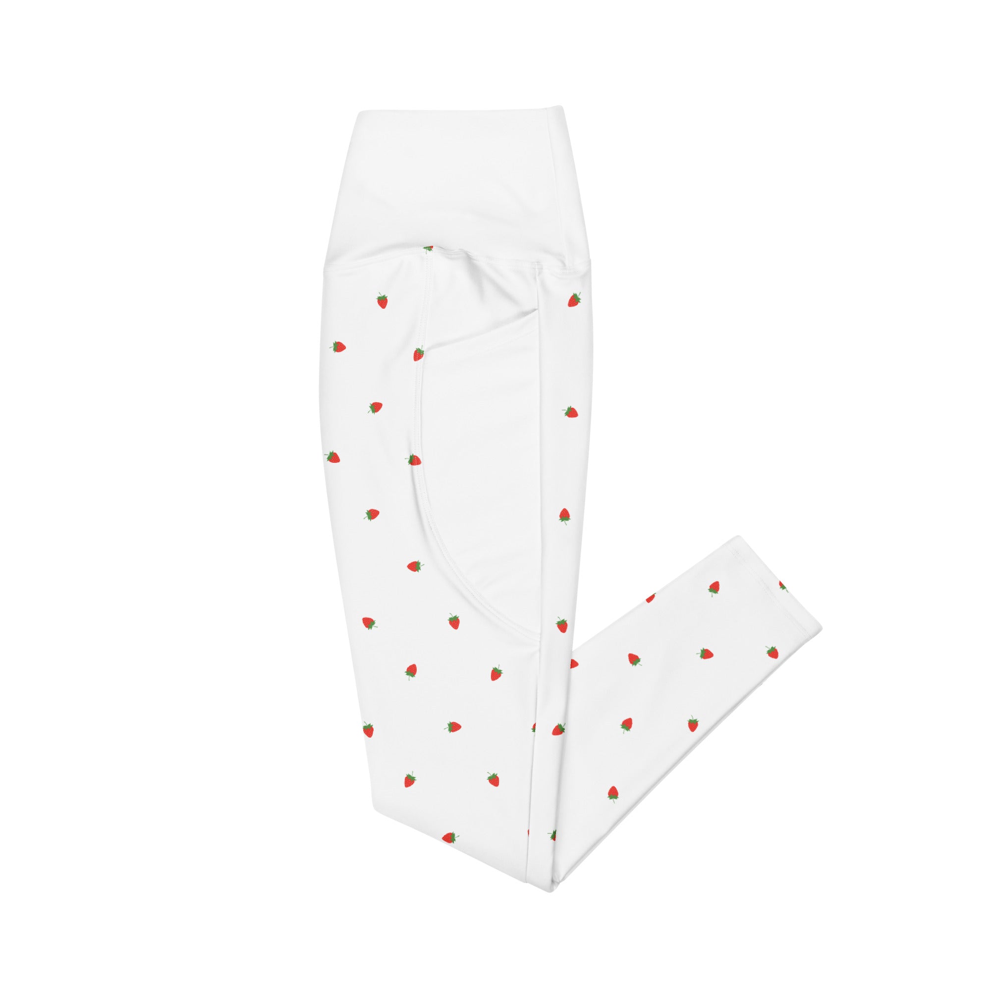 RECYCLED High Waist Pocket Leggings - 'Strawberry Picking'