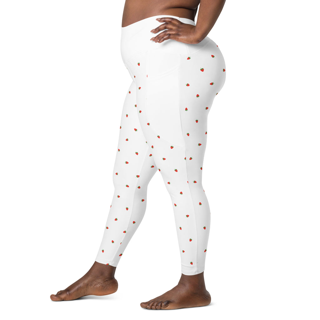 RECYCLED High Waist Pocket Leggings - 'Strawberry Picking'