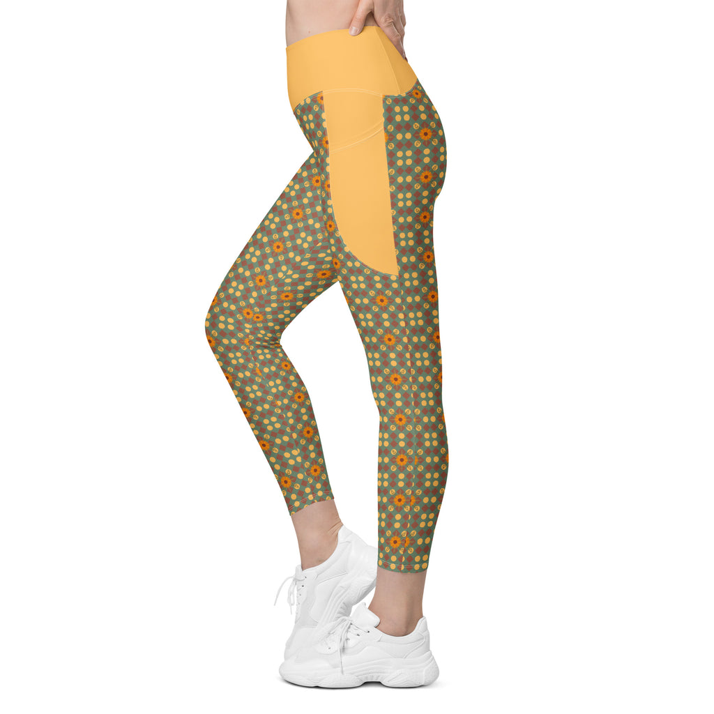 RECYCLED High Waist Pocket Leggings - 'Summertime Vintage'