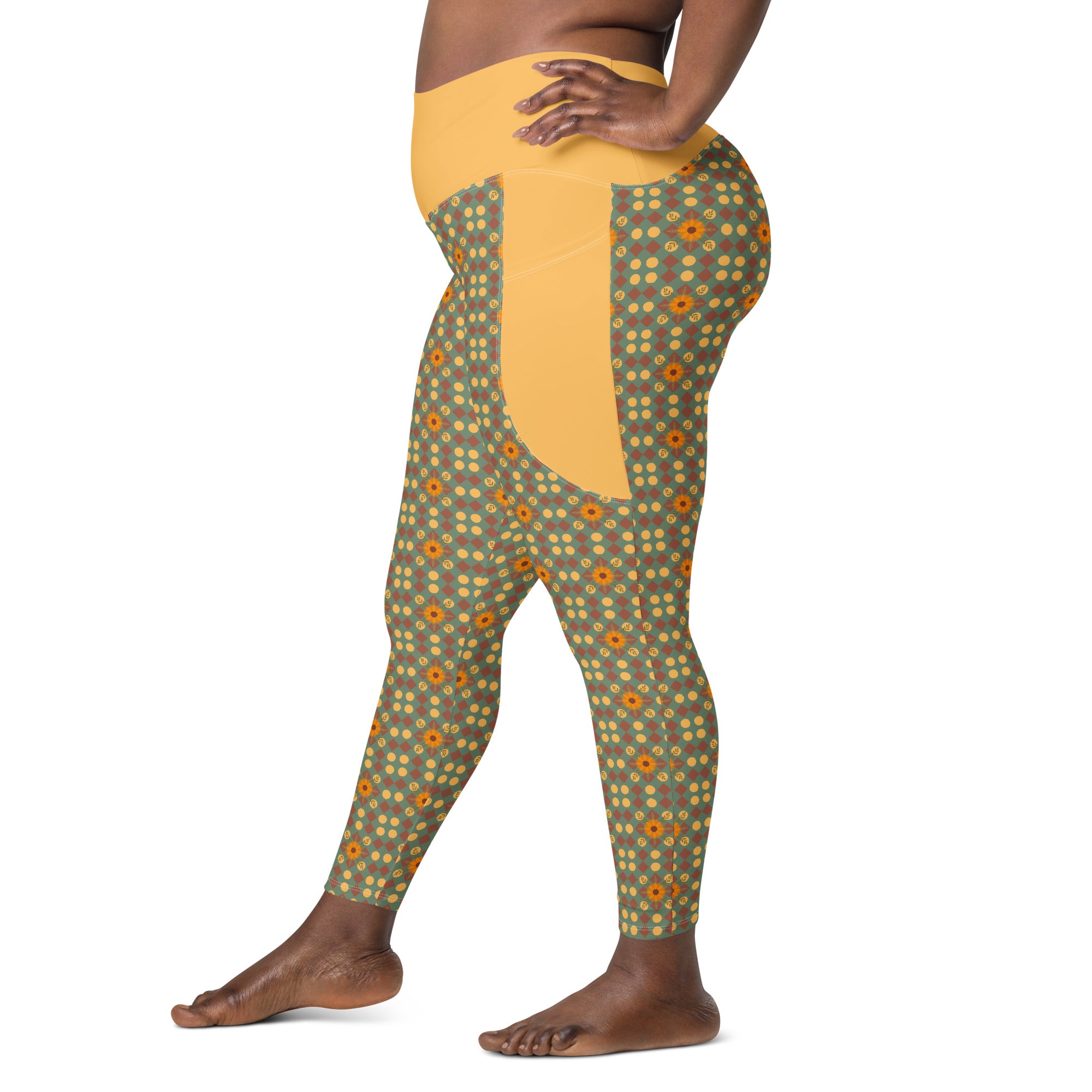 RECYCLED High Waist Pocket Leggings - 'Summertime Vintage'