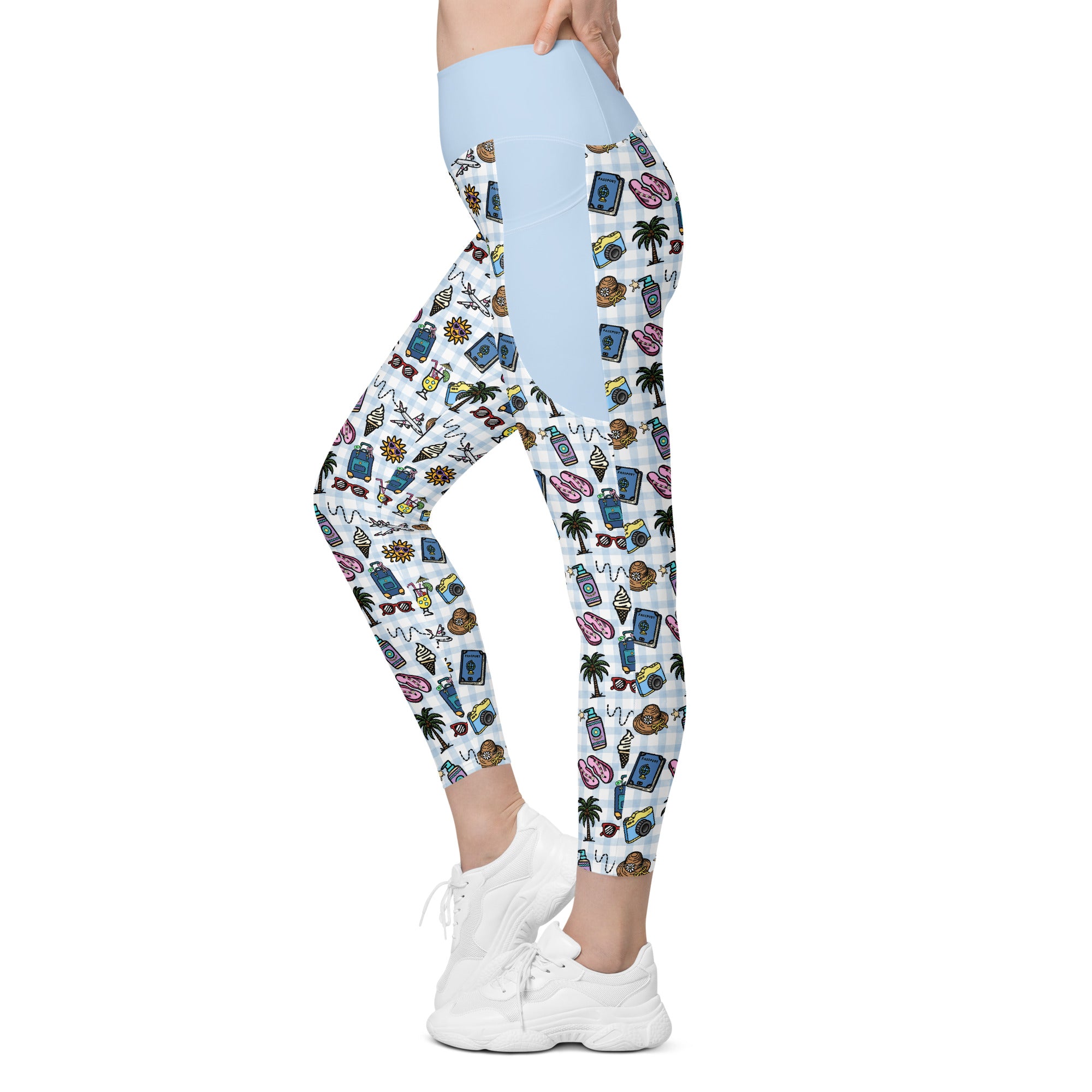 RECYCLED High Waist Pocket Leggings - 'Gingham Getaway'