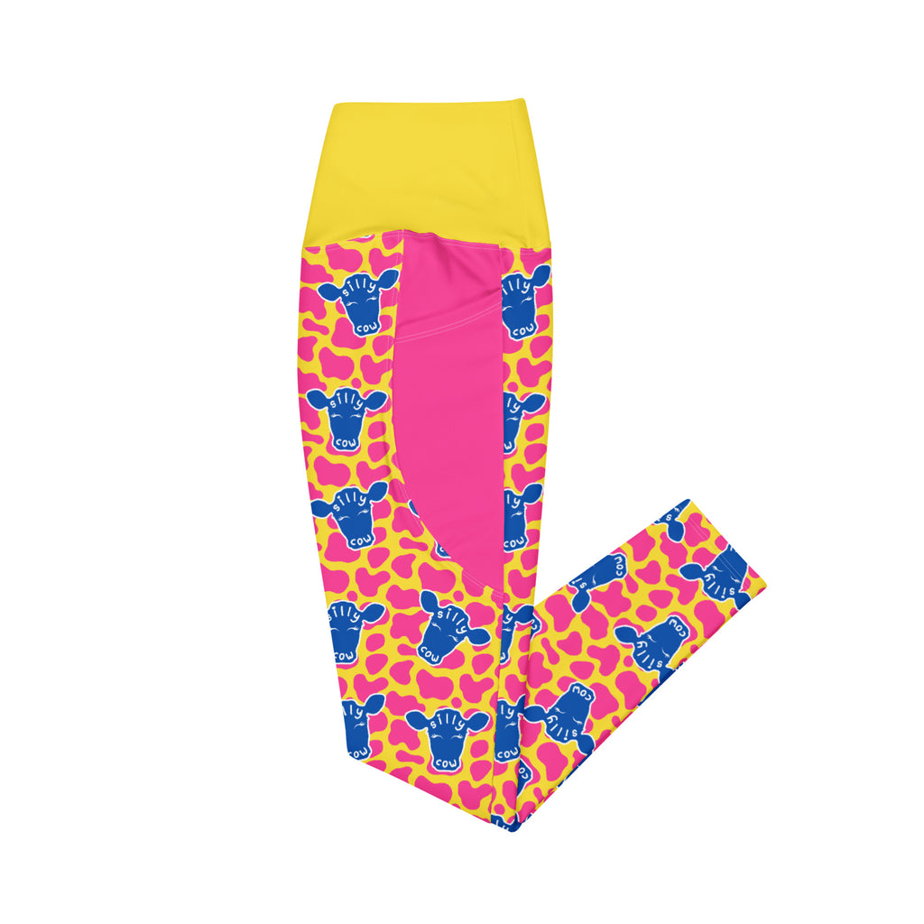 RECYCLED High Waist Pocket Leggings - 'Silly Cow'