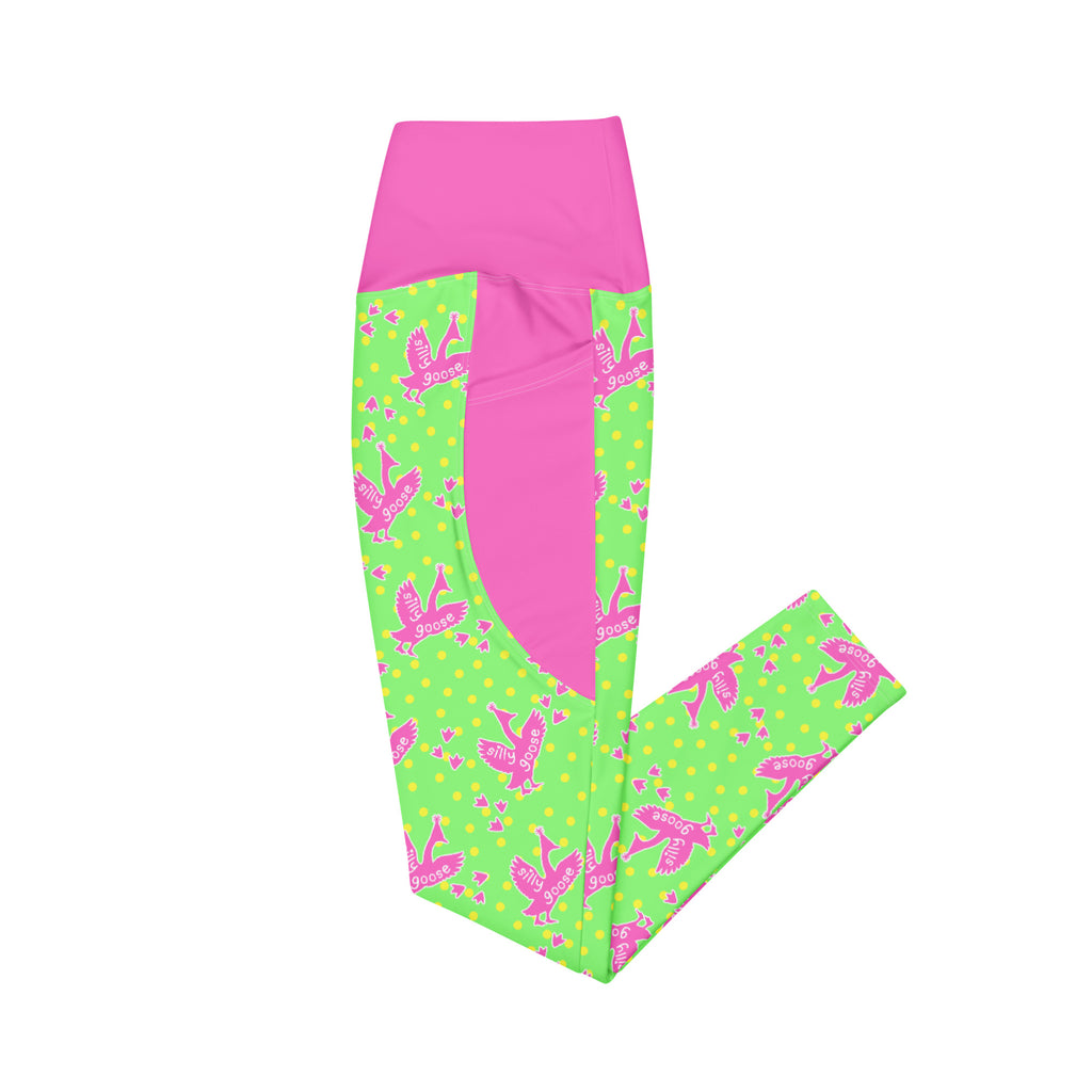 RECYCLED High Waist Pocket Leggings - 'Silly Goose'