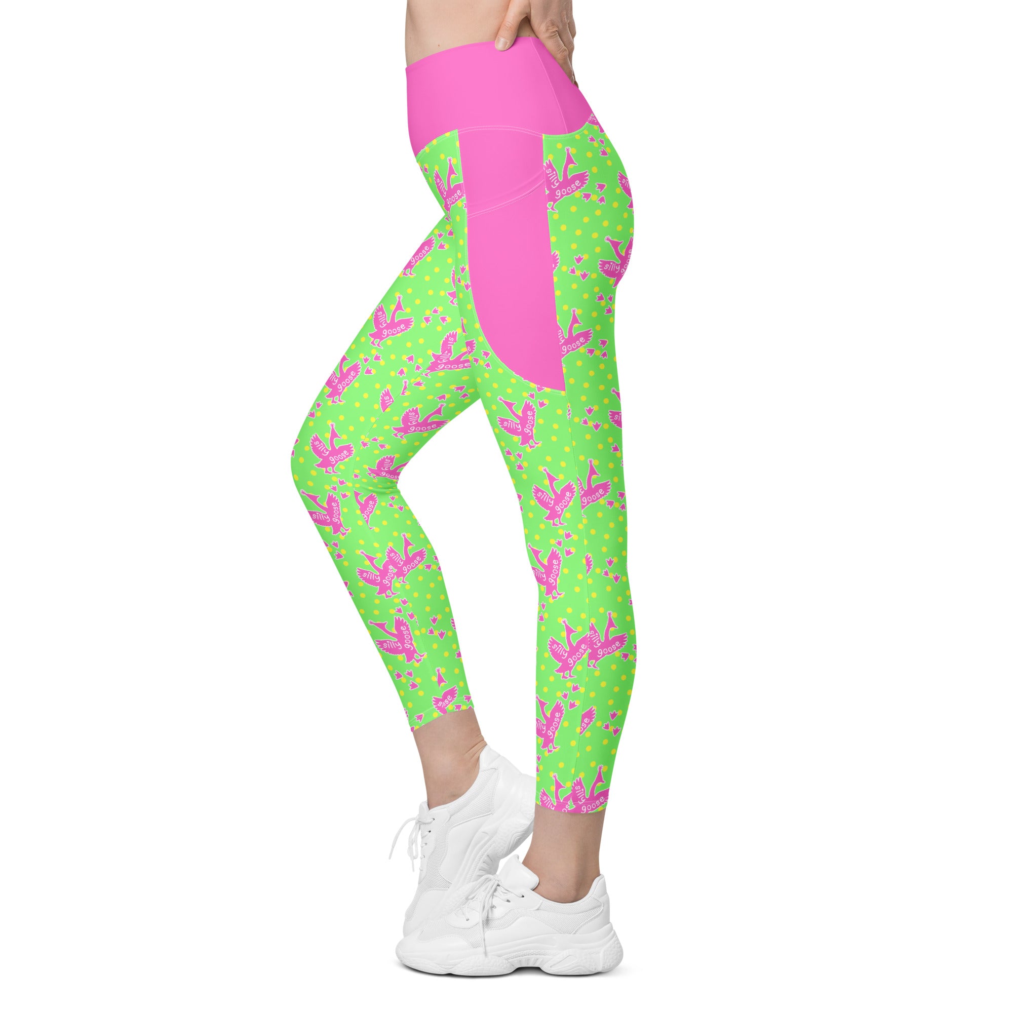 RECYCLED High Waist Pocket Leggings - 'Silly Goose'