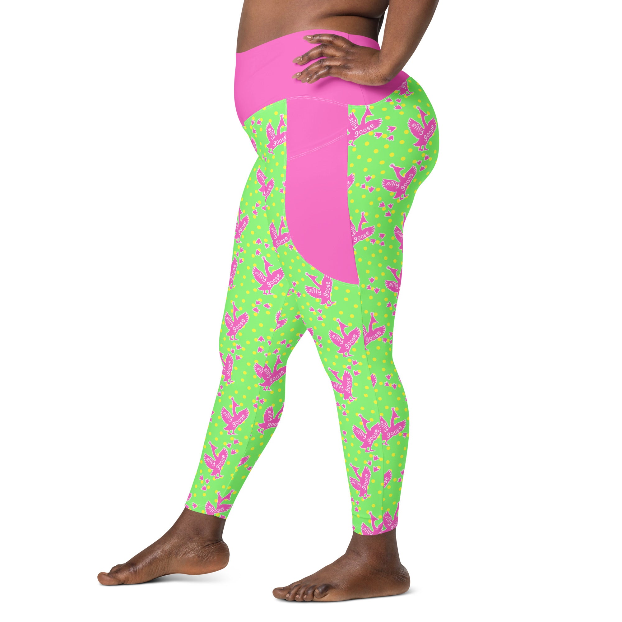 RECYCLED High Waist Pocket Leggings - 'Silly Goose'