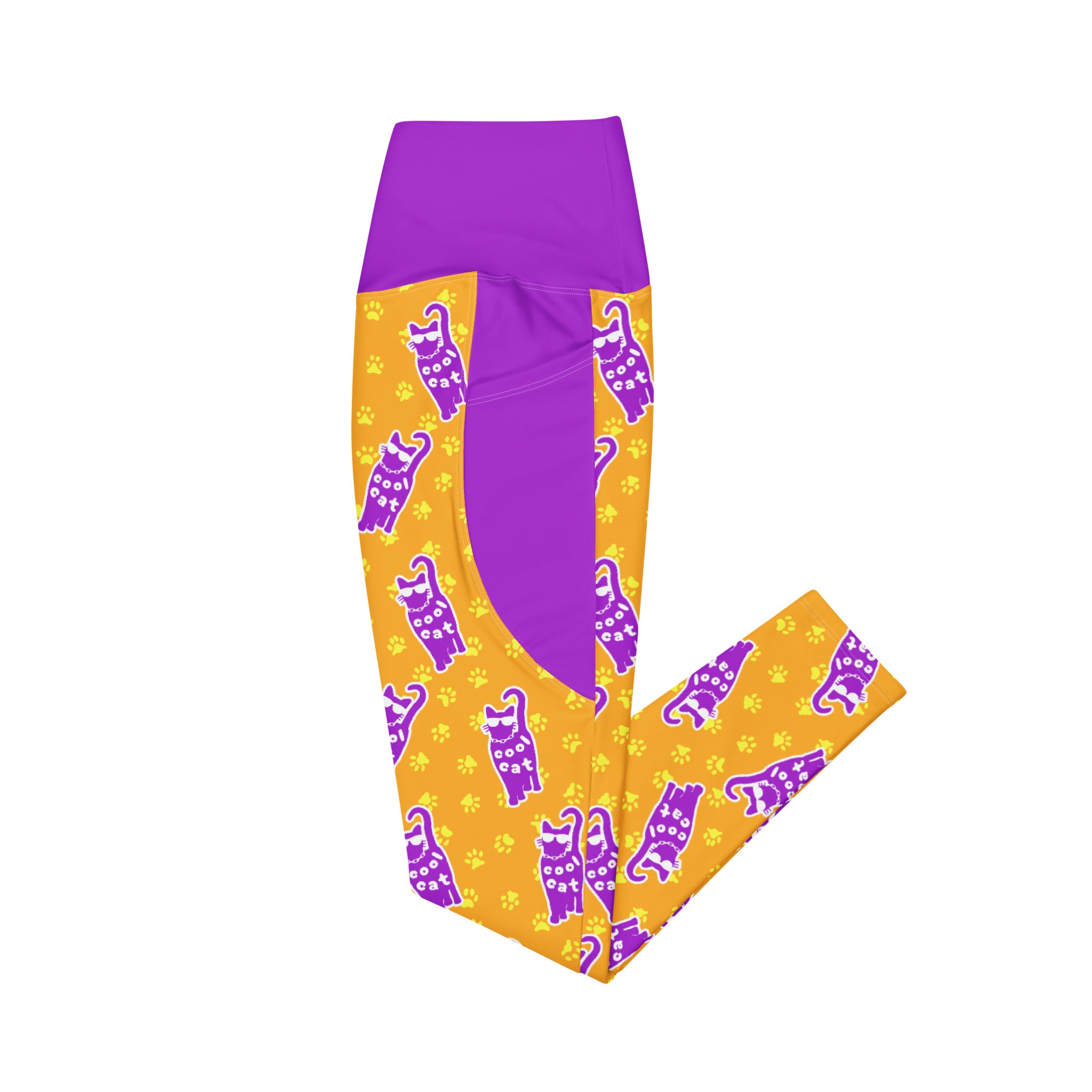 RECYCLED High Waist Pocket Leggings - 'Cool Cat'