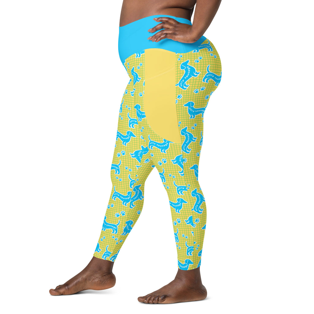 RECYCLED High Waist Pocket Leggings - 'Silly Sausage'