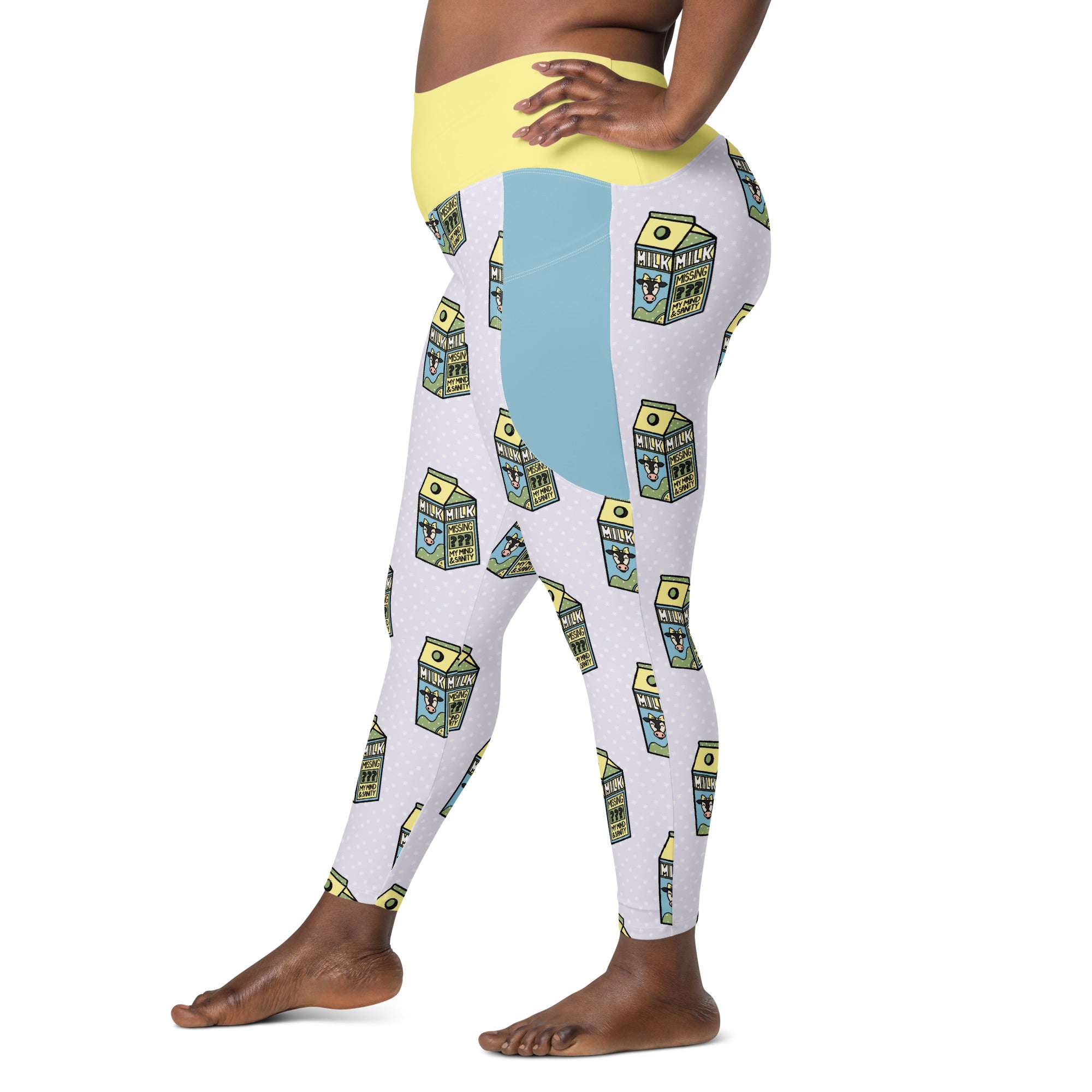 RECYCLED High Waist Pocket Leggings - 'Got Milk?'