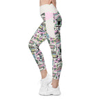 RECYCLED High Waist Pocket Leggings - 'Bubblegum Diner'
