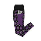 RECYCLED High Waist Pocket Leggings - 'Diamond Skulls'