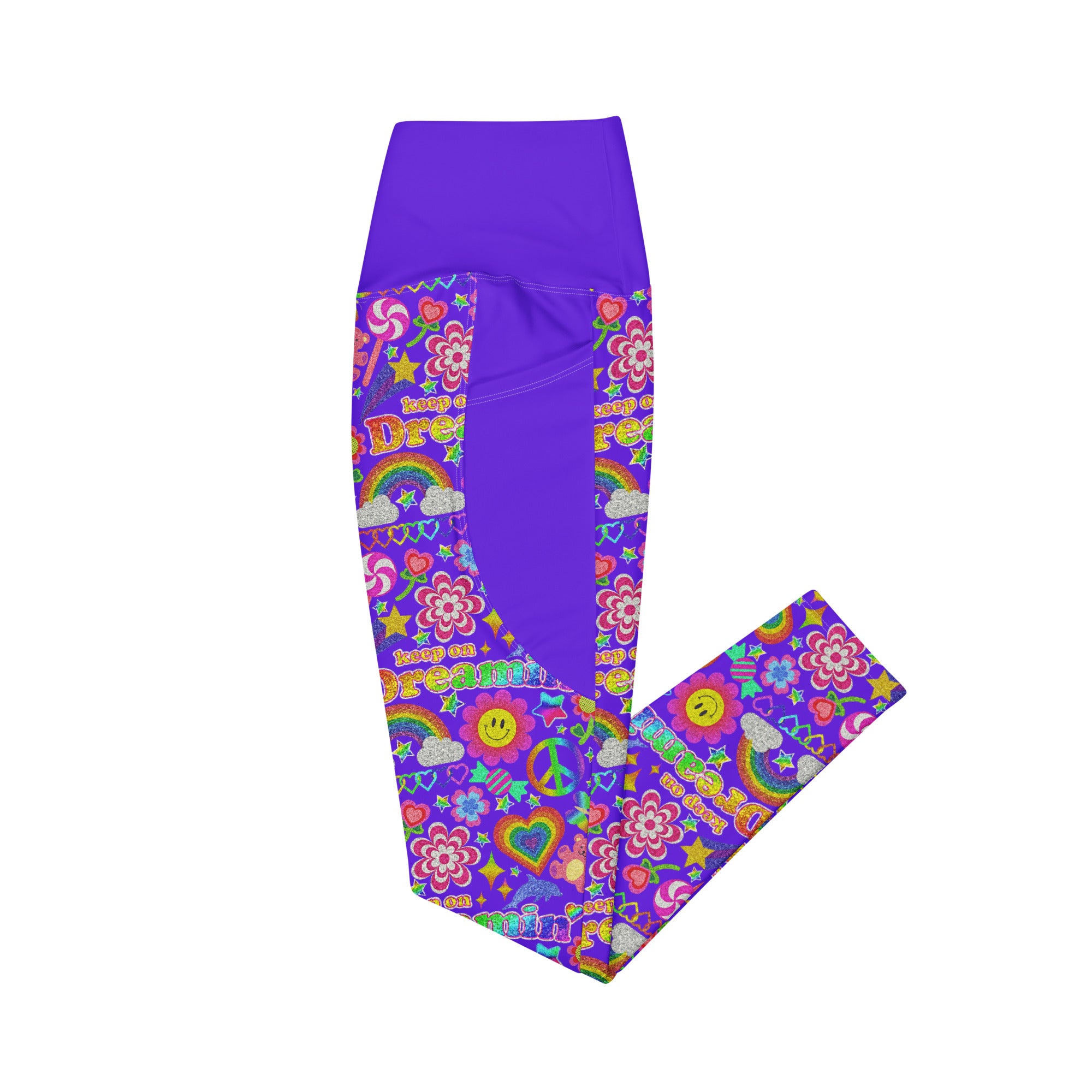 RECYCLED High Waist Pocket Leggings - 'Glitter Stickers'