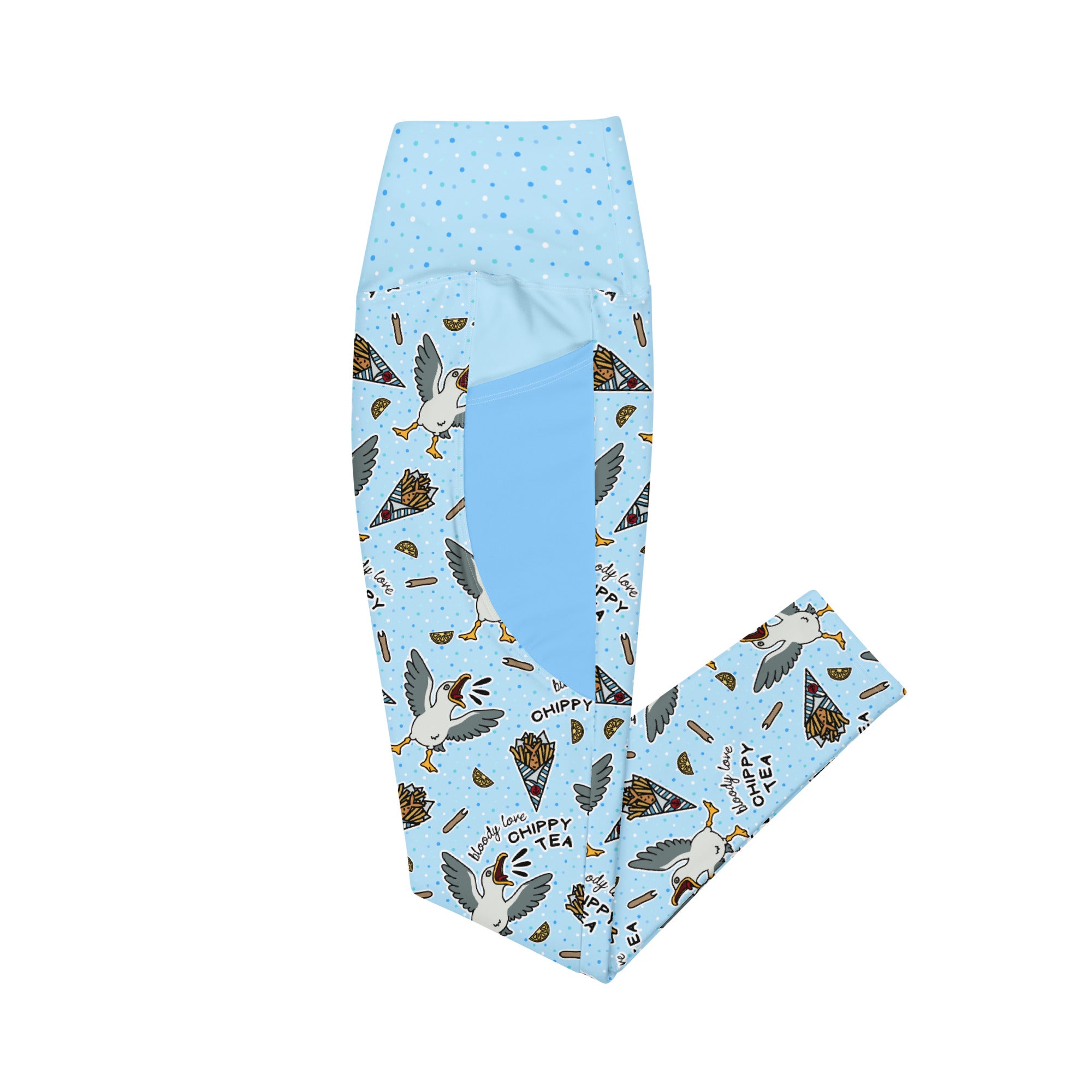 RECYCLED High Waist Pocket Leggings - 'Chippy Tea' Leggings