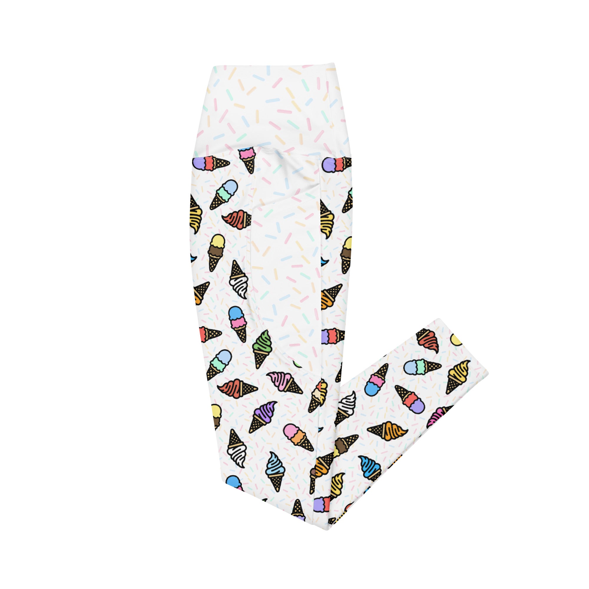 RECYCLED High Waist Pocket Leggings - 'Ice Cream' Leggings