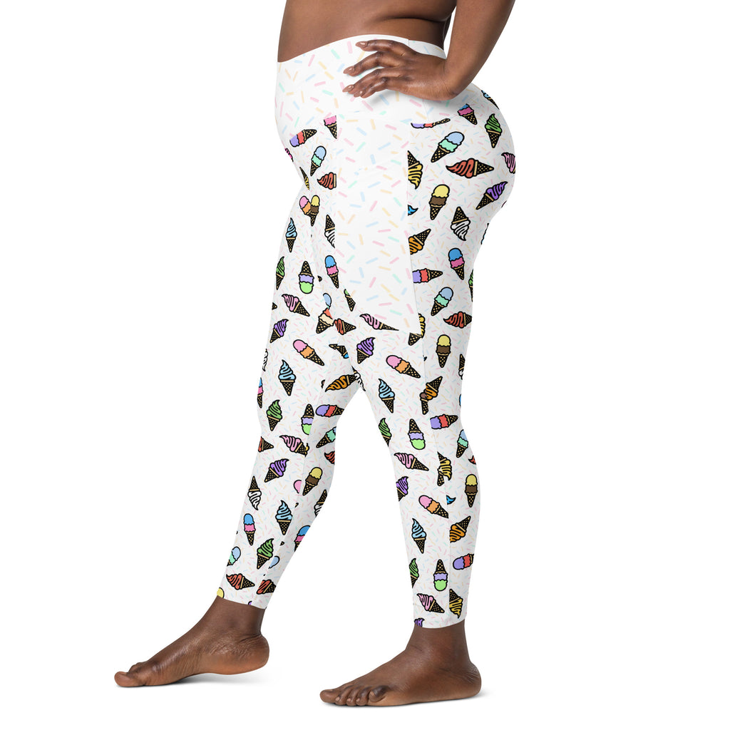 RECYCLED High Waist Pocket Leggings - 'Ice Cream' Leggings
