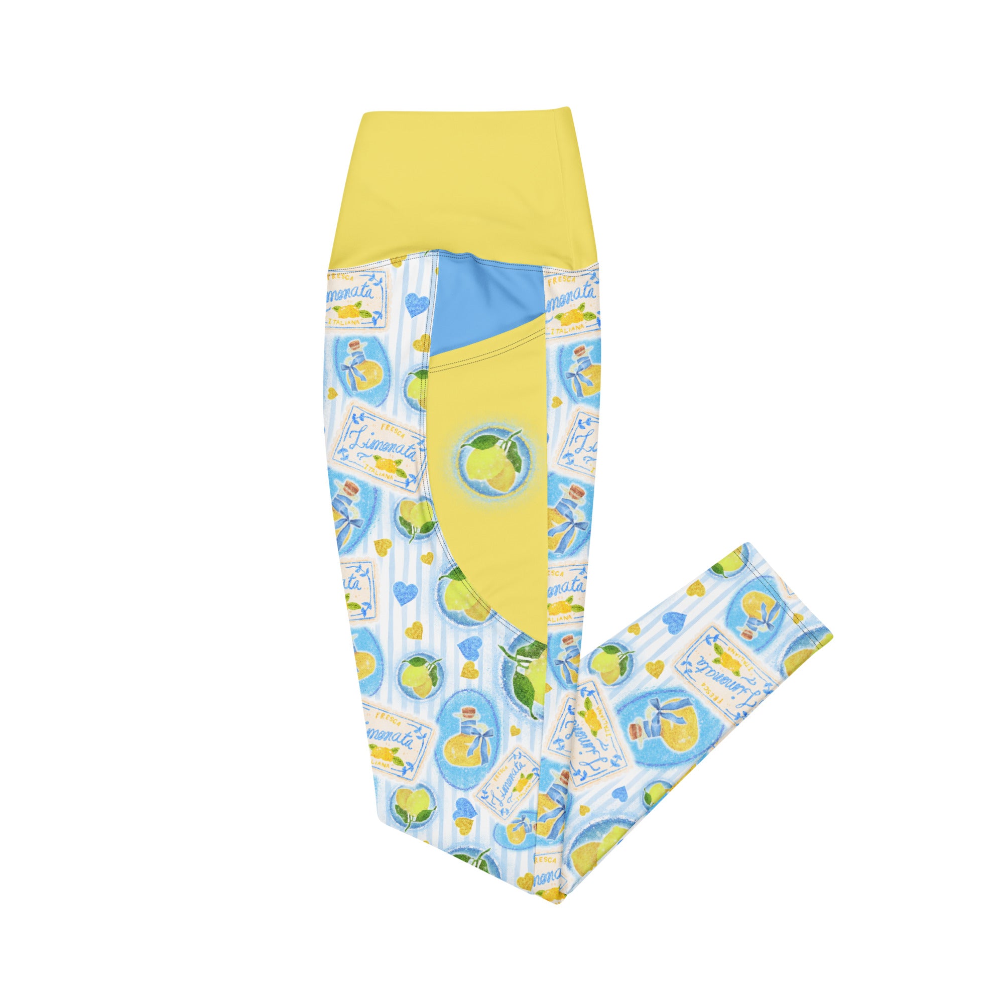 RECYCLED High Waist Pocket Leggings - 'Limonata' CUT-SEW