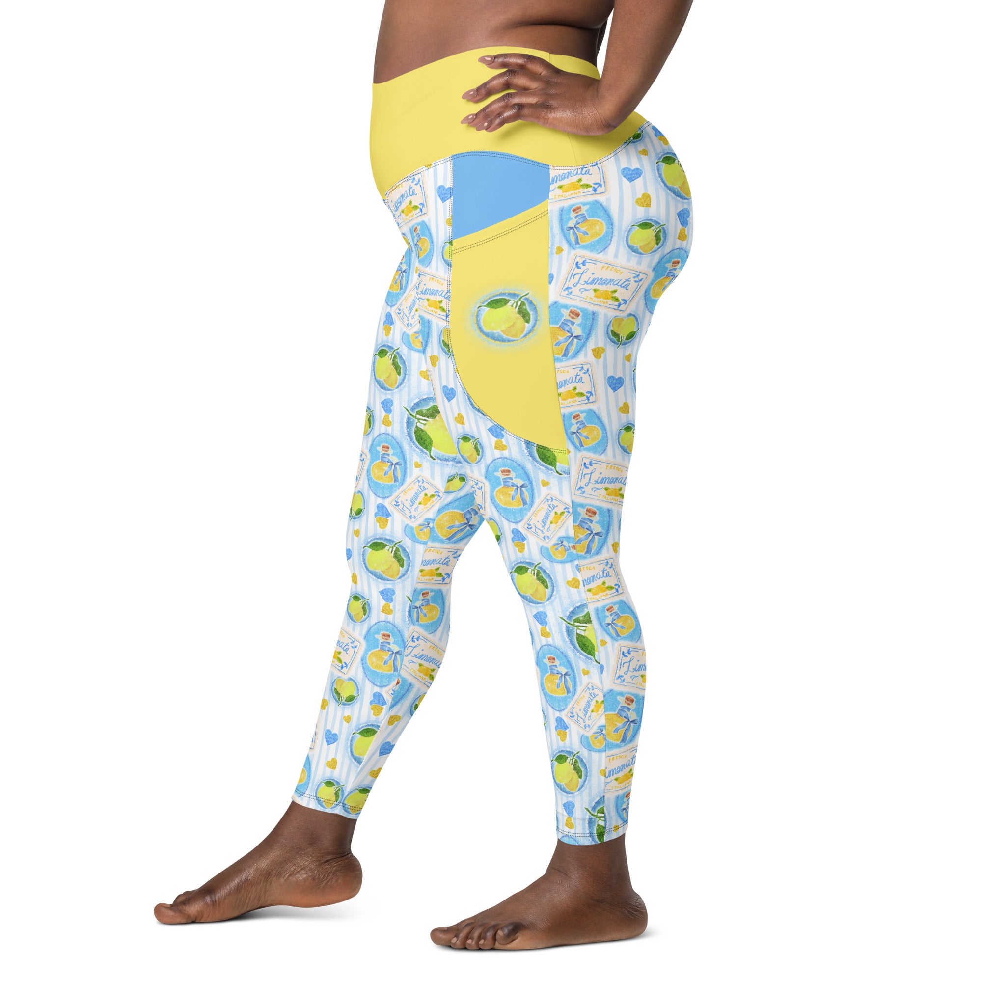 RECYCLED High Waist Pocket Leggings - 'Limonata' CUT-SEW