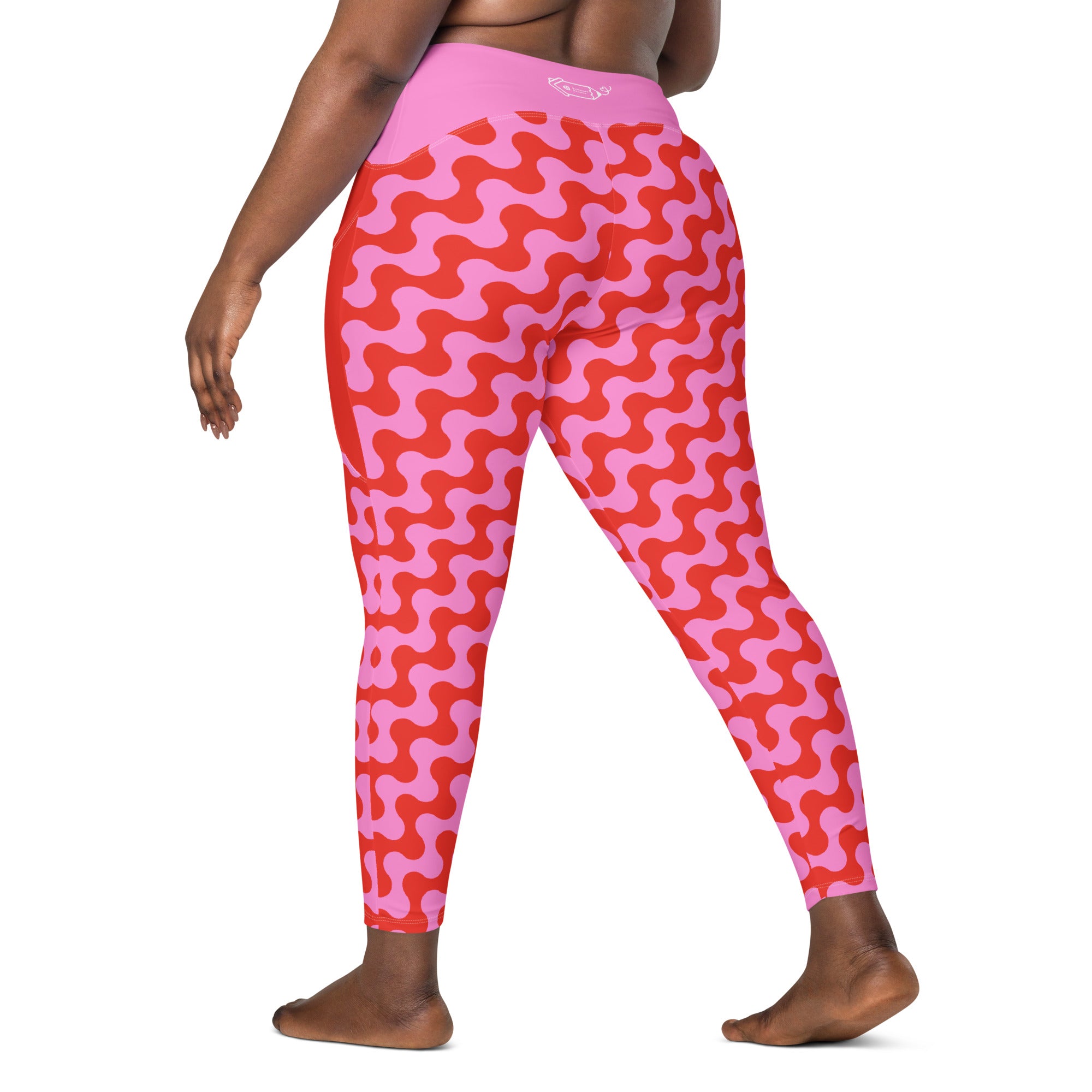RECYCLED High Waist Pocket Leggings - 'Strawberry Salsa'