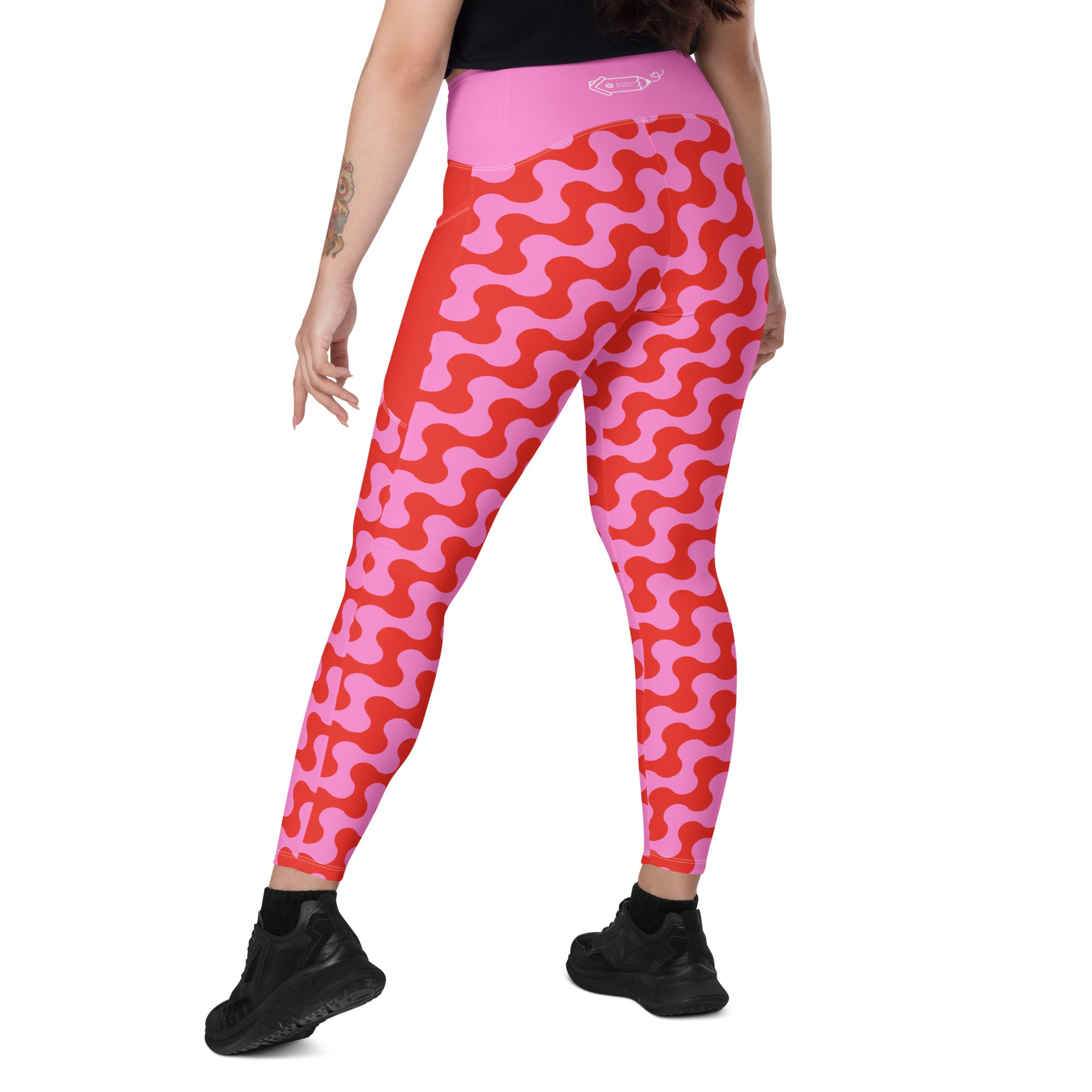 RECYCLED High Waist Pocket Leggings - 'Strawberry Salsa'
