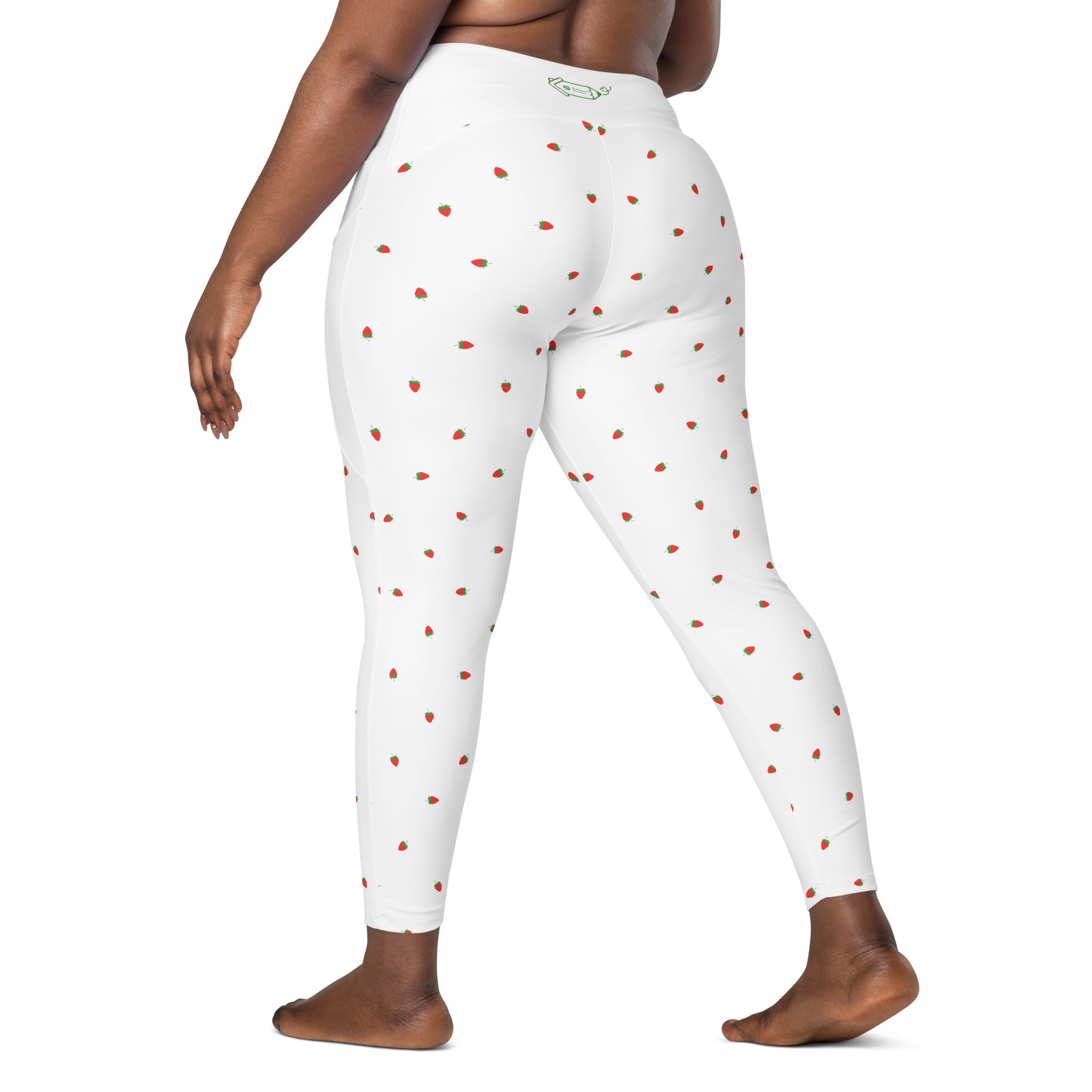 RECYCLED High Waist Pocket Leggings - 'Strawberry Picking'