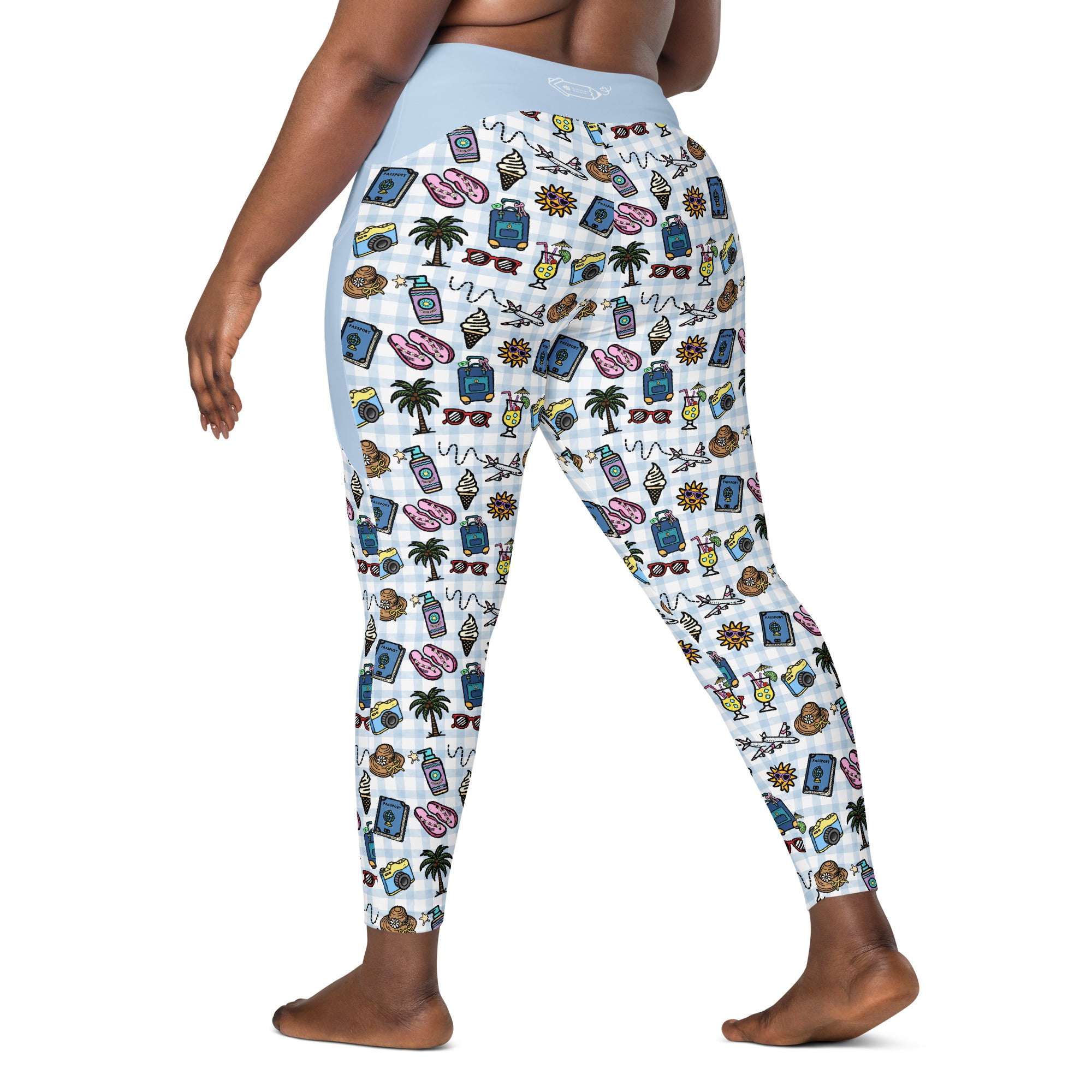 RECYCLED High Waist Pocket Leggings - 'Gingham Getaway'
