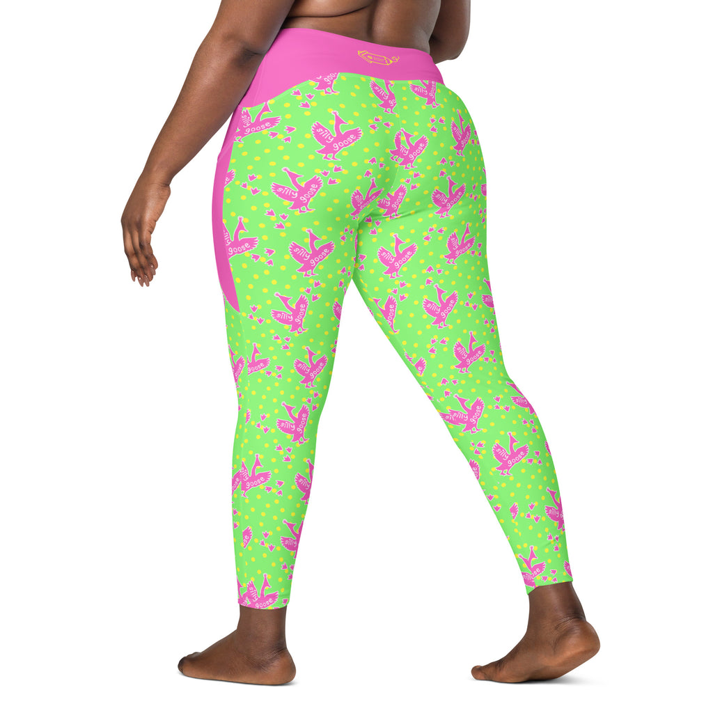 RECYCLED High Waist Pocket Leggings - 'Silly Goose'
