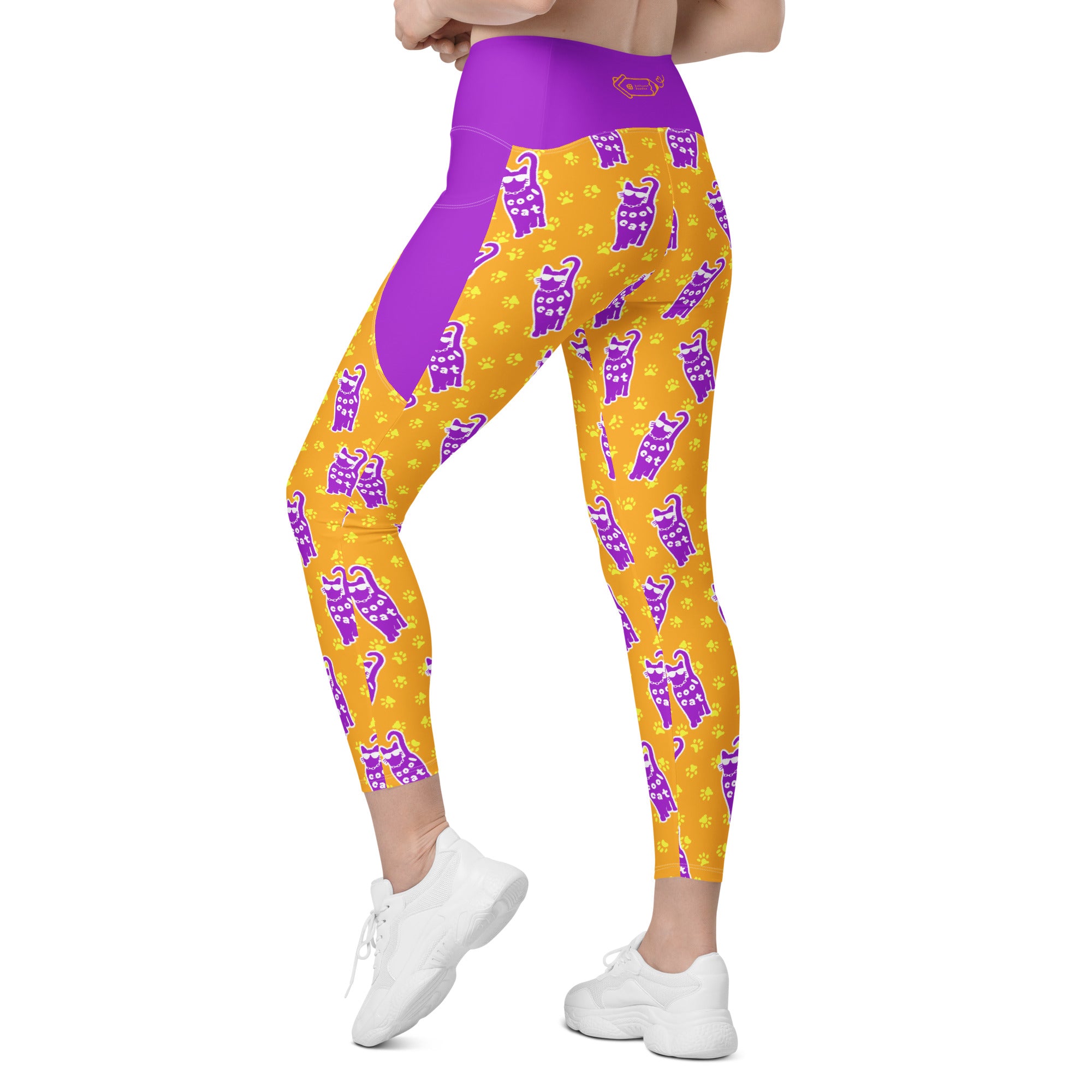 RECYCLED High Waist Pocket Leggings - 'Cool Cat'