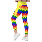 RECYCLED High Waist Pocket Leggings - 'Rainbow Waves'