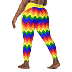 RECYCLED High Waist Pocket Leggings - 'Rainbow Waves'