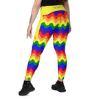 RECYCLED High Waist Pocket Leggings - 'Rainbow Waves'