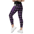 RECYCLED High Waist Pocket Leggings - 'Diamond Skulls'
