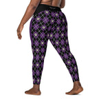 RECYCLED High Waist Pocket Leggings - 'Diamond Skulls'