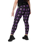 RECYCLED High Waist Pocket Leggings - 'Diamond Skulls'