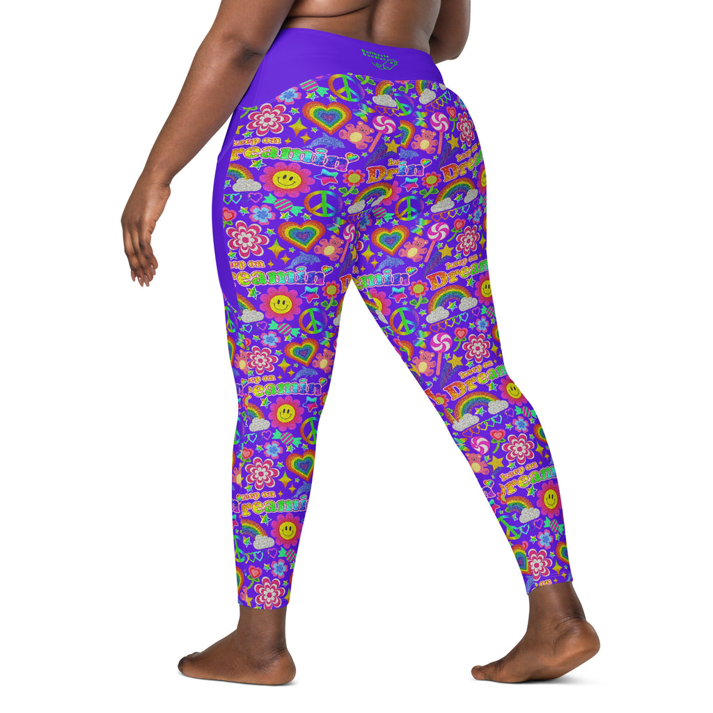 RECYCLED High Waist Pocket Leggings - 'Glitter Stickers'