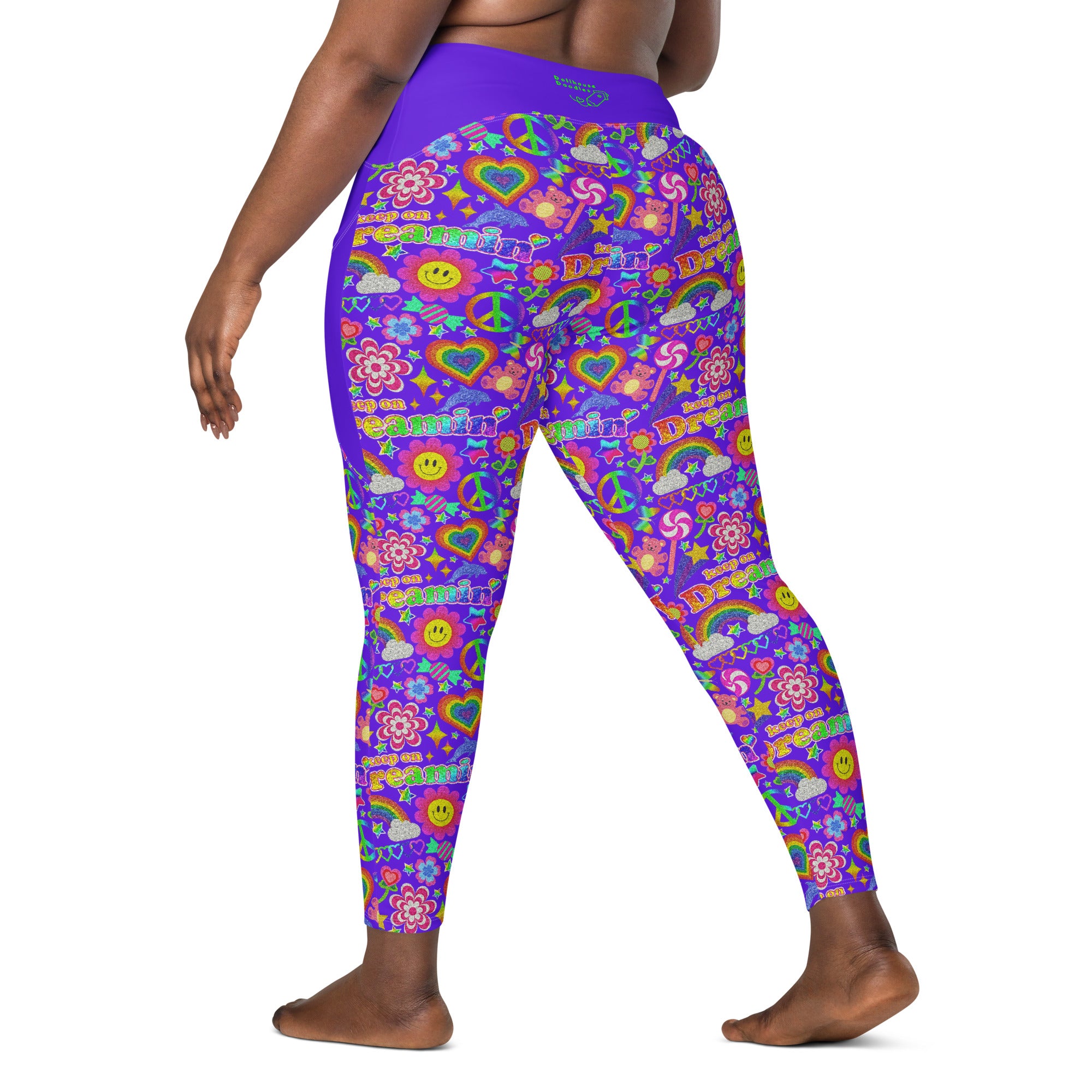 RECYCLED High Waist Pocket Leggings - 'Glitter Stickers'