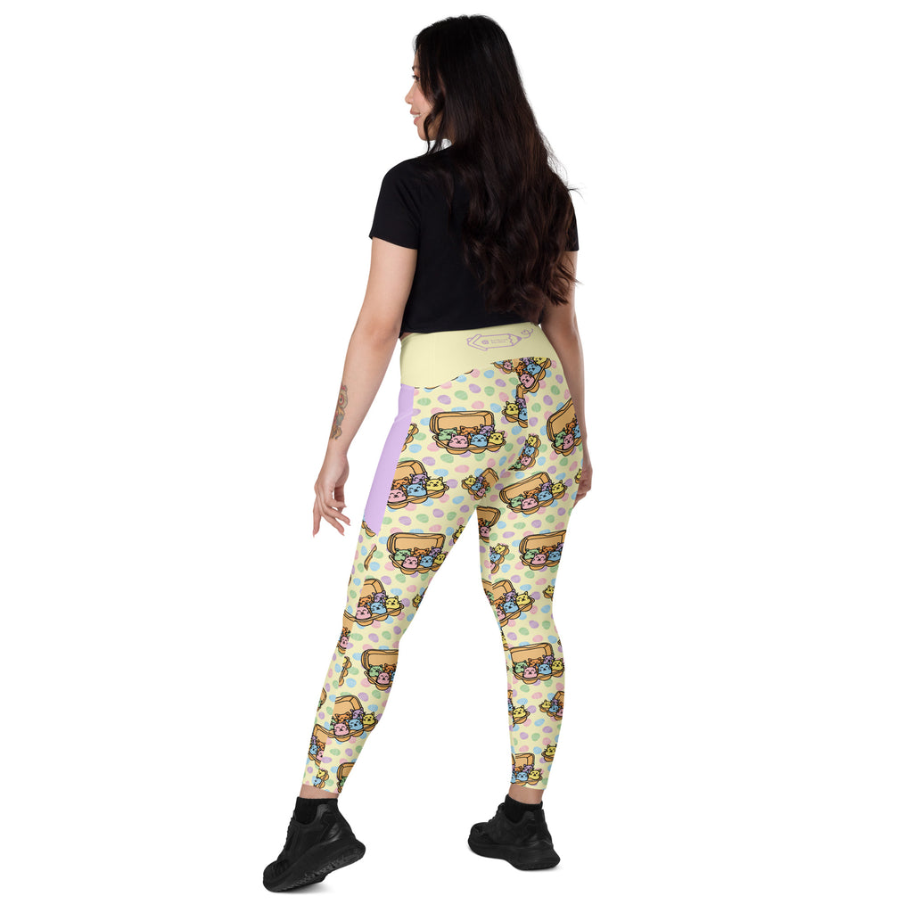 RECYCLED High Waist Pocket Leggings - 'Easter Kittens'