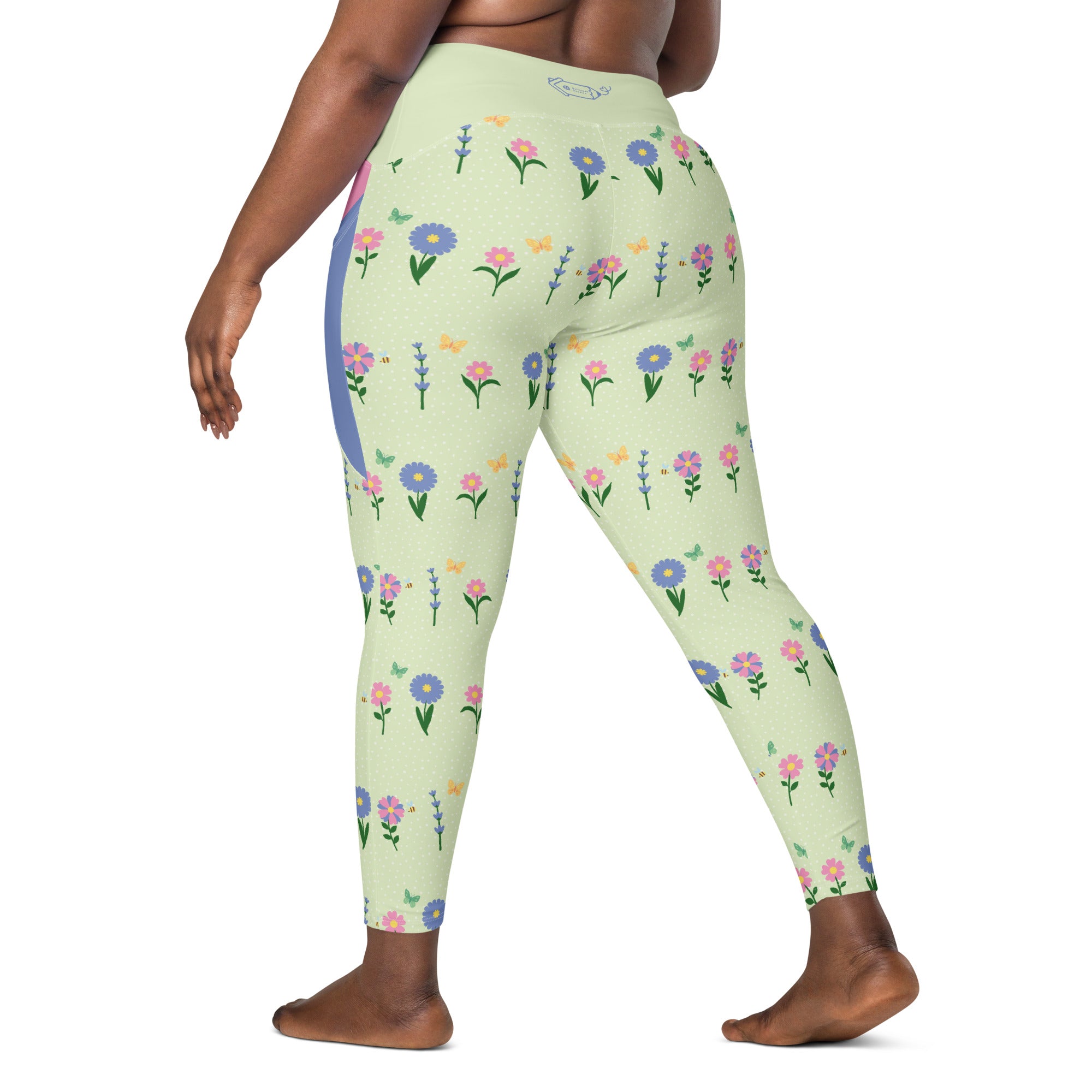 RECYCLED High Waist Pocket Leggings - 'Spring Stems'