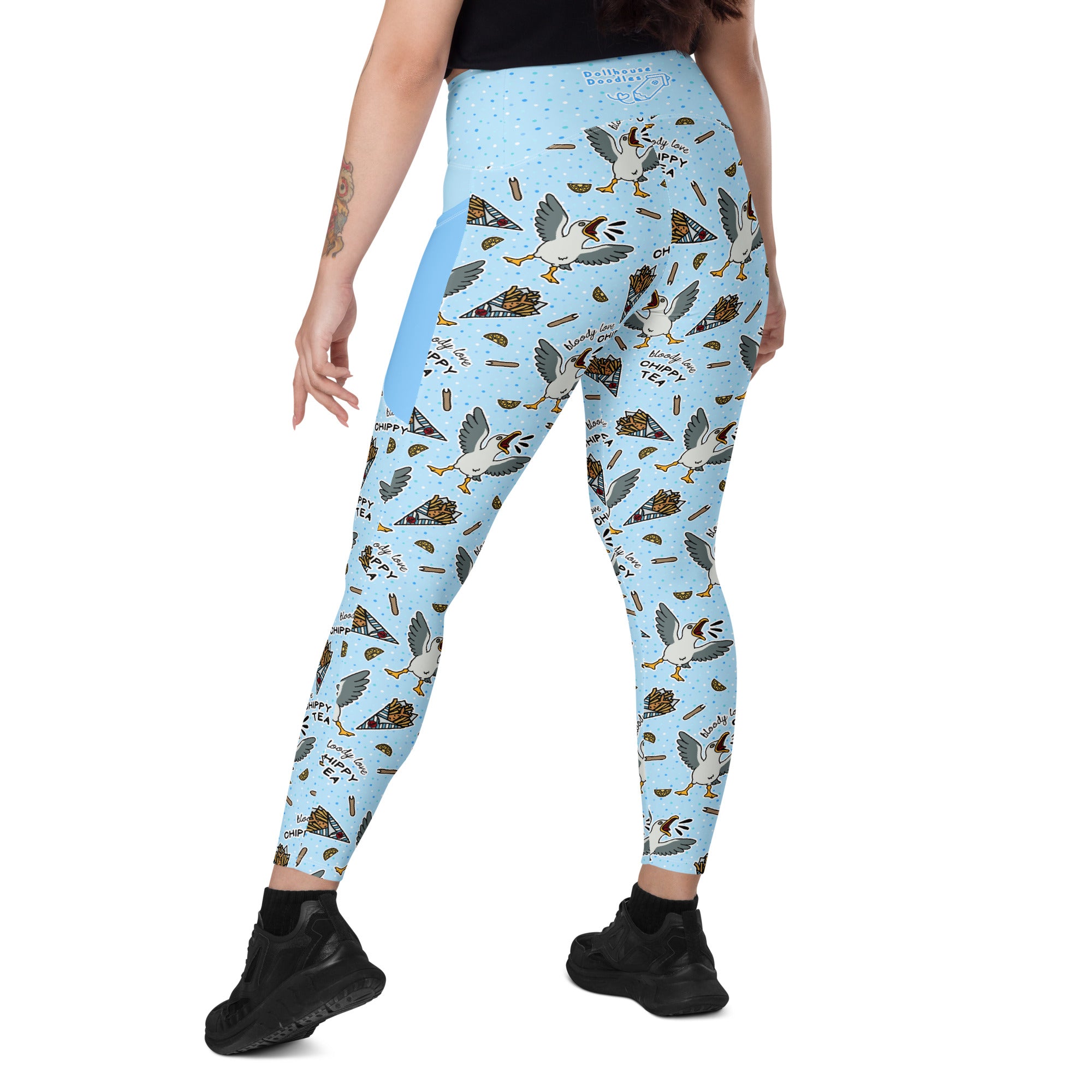 RECYCLED High Waist Pocket Leggings - 'Chippy Tea' Leggings