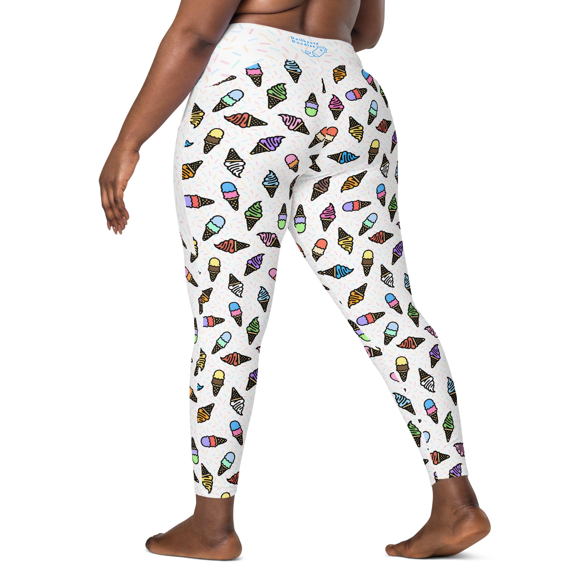 RECYCLED High Waist Pocket Leggings - 'Ice Cream' Leggings