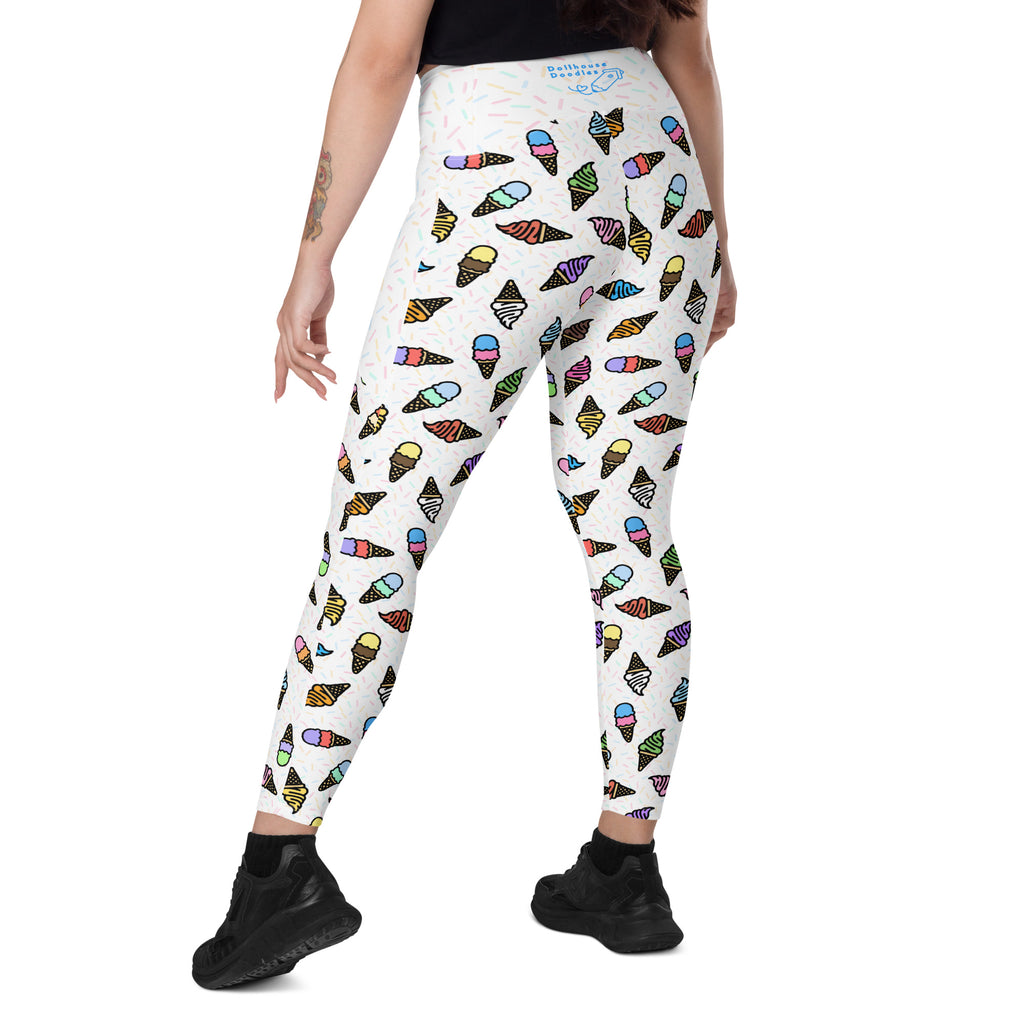RECYCLED High Waist Pocket Leggings - 'Ice Cream' Leggings
