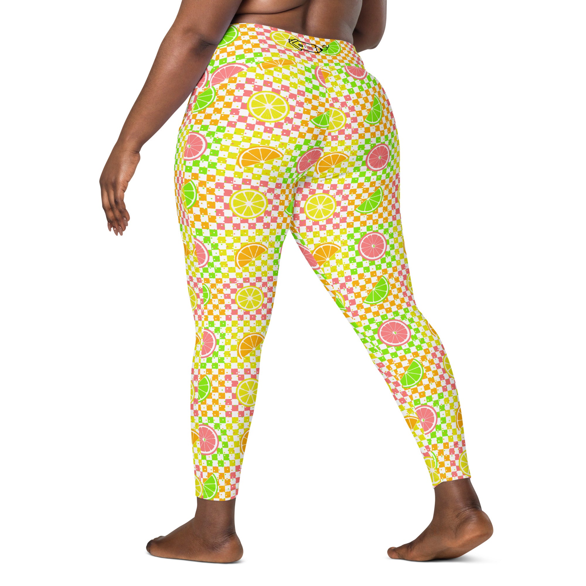 RECYCLED High Waist Pocket Leggings - 'Citrus Squares'