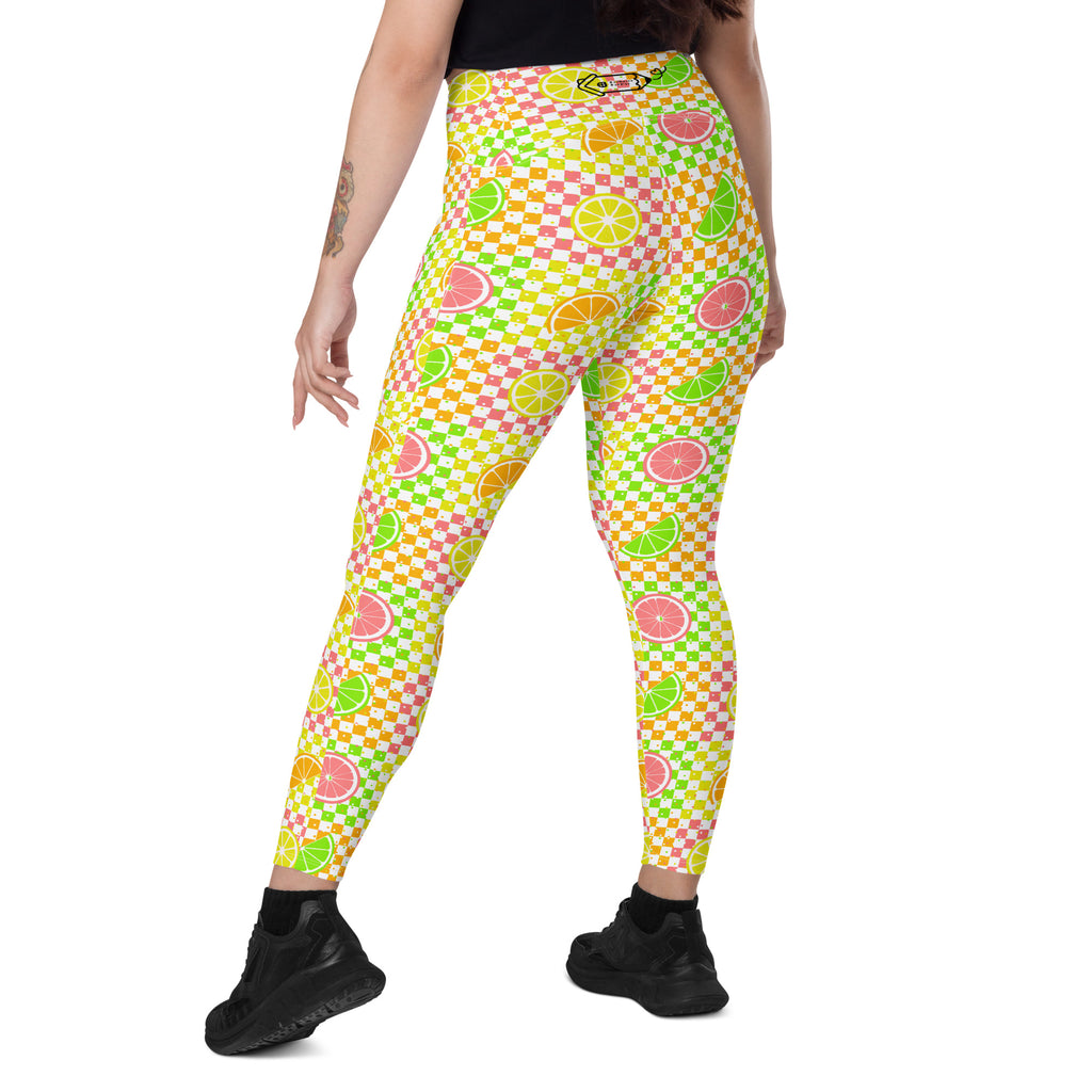 RECYCLED High Waist Pocket Leggings - 'Citrus Squares'