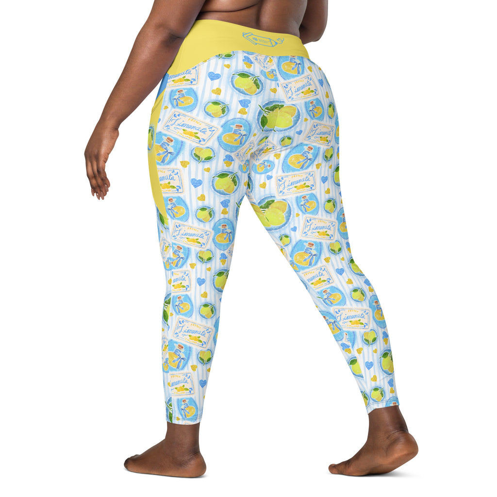RECYCLED High Waist Pocket Leggings - 'Limonata' CUT-SEW