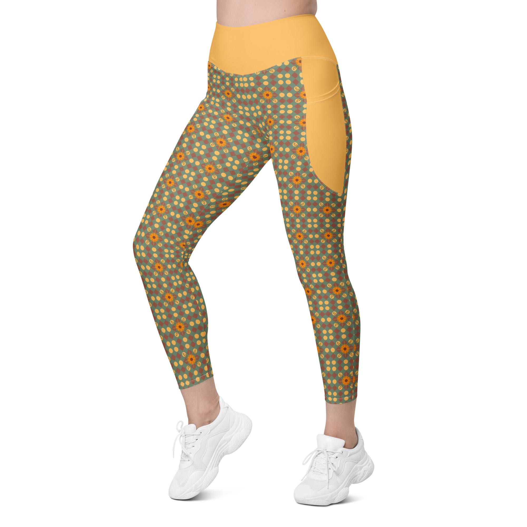 RECYCLED High Waist Pocket Leggings - 'Summertime Vintage'